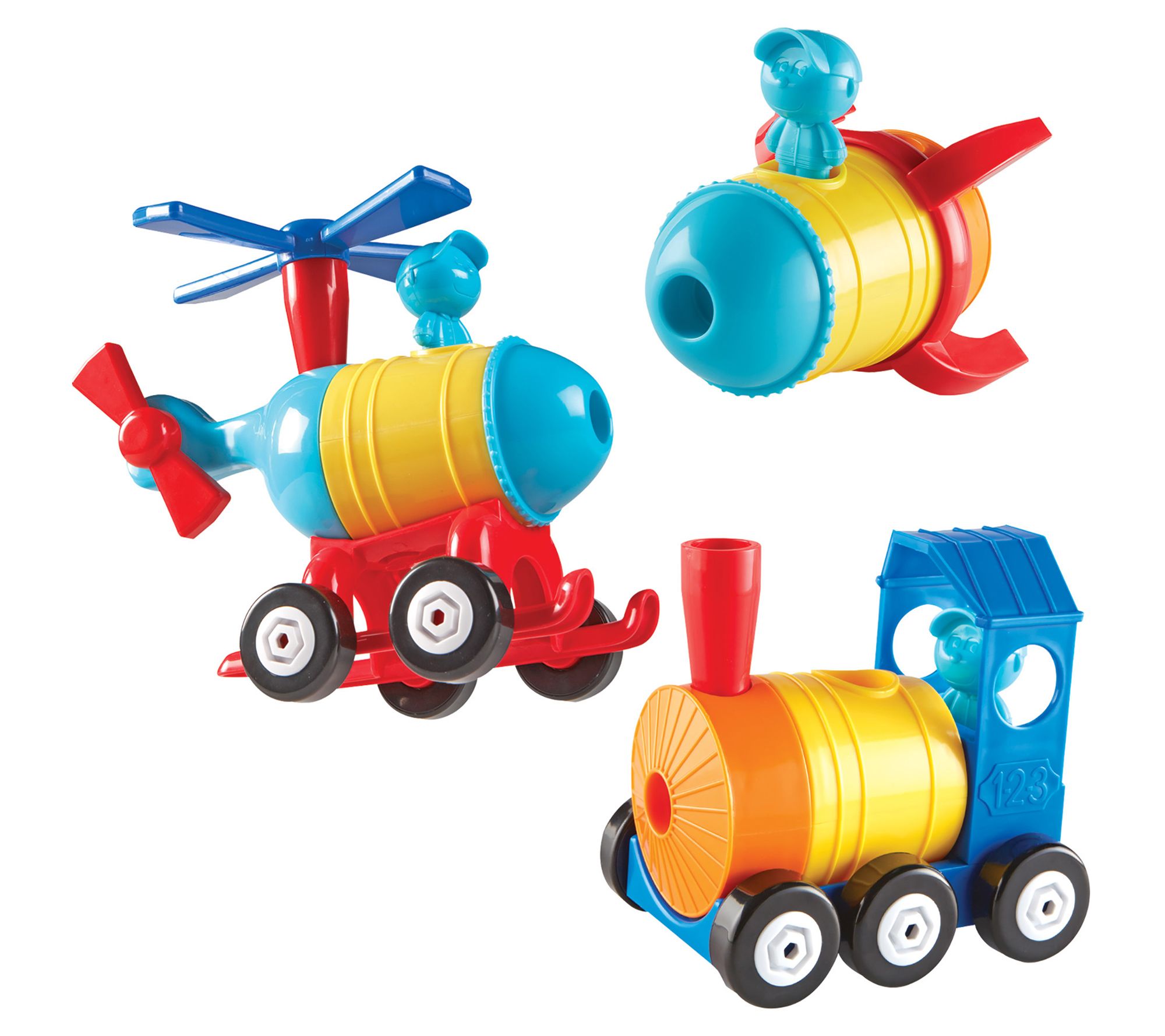 Learning Resources 1-2-3 Build It Train-Rocket- Helicopter Set