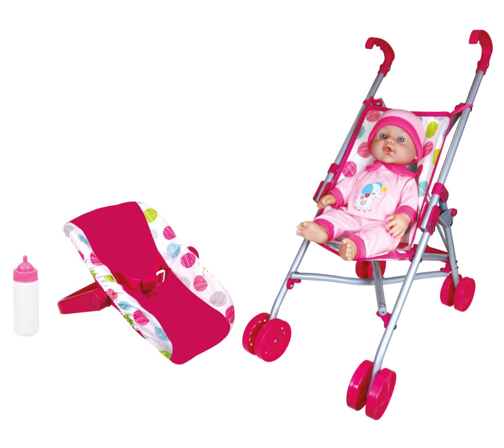 Lissi 12" Twin Baby Dolls with Twin Jogger Stro ler