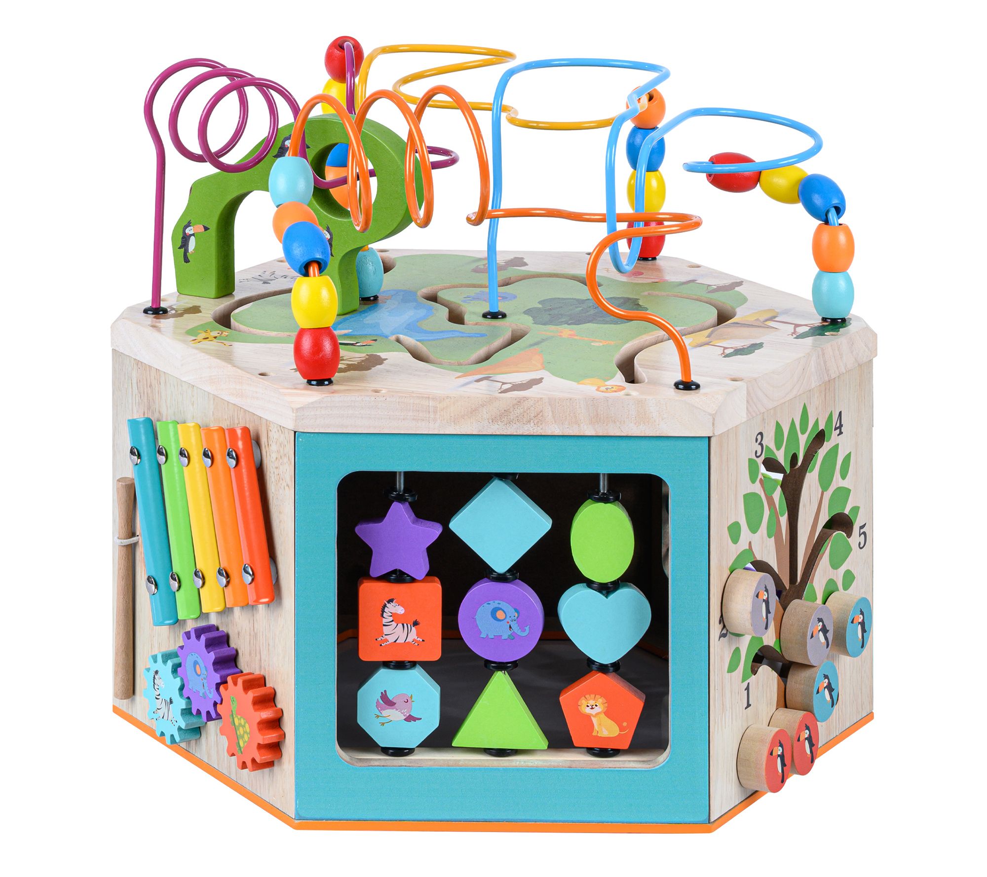 Teamson Kids Preschool Wooden Activity Learning 7-side Cube