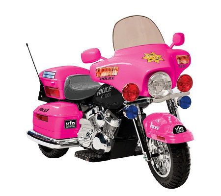 One-seater Pink 12V Police Patrol Motorcycle Ride-on