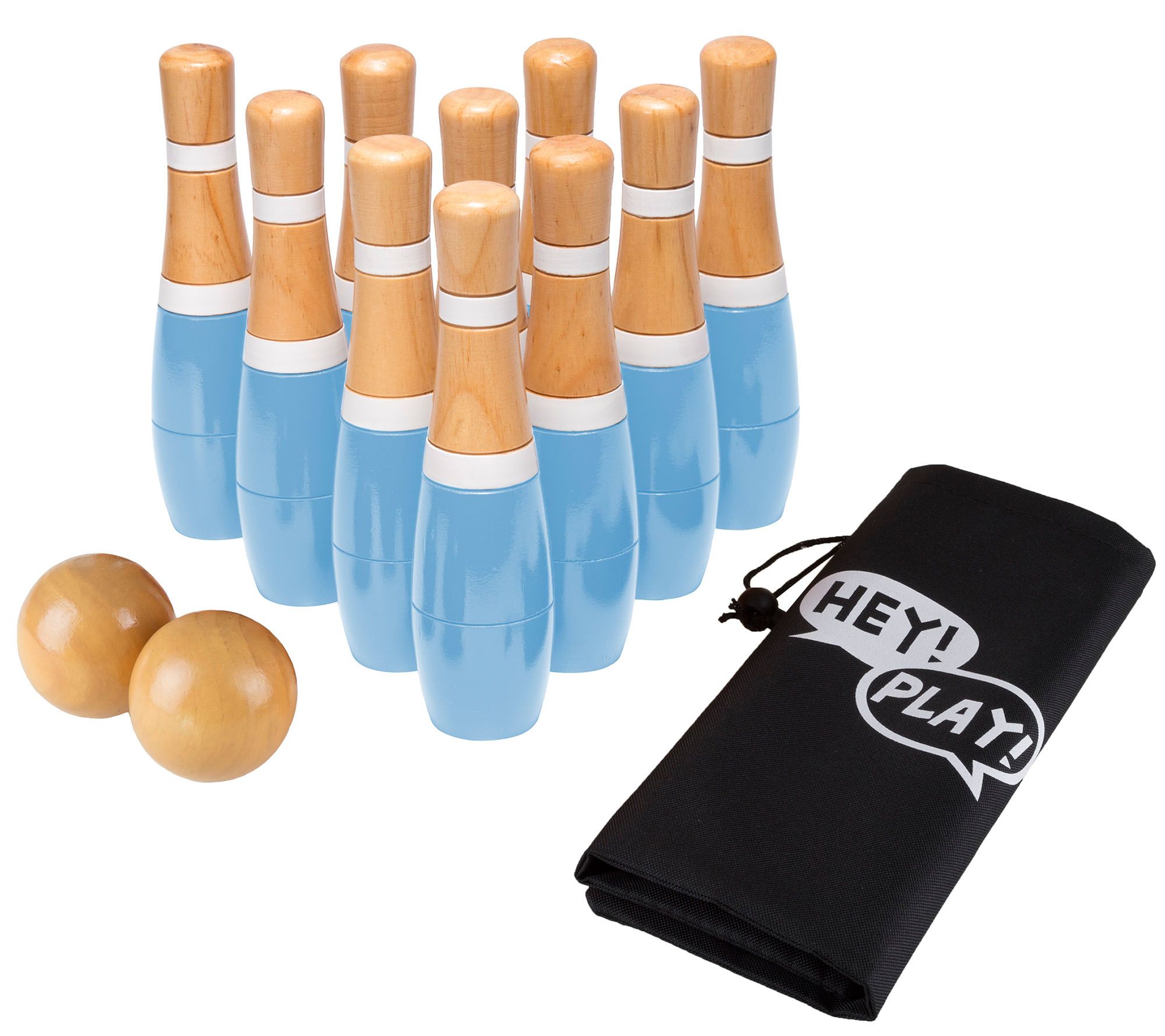 Hey Play Lawn Bowling Game With 10 Wooden 8 Pins Page 1 Qvc Com