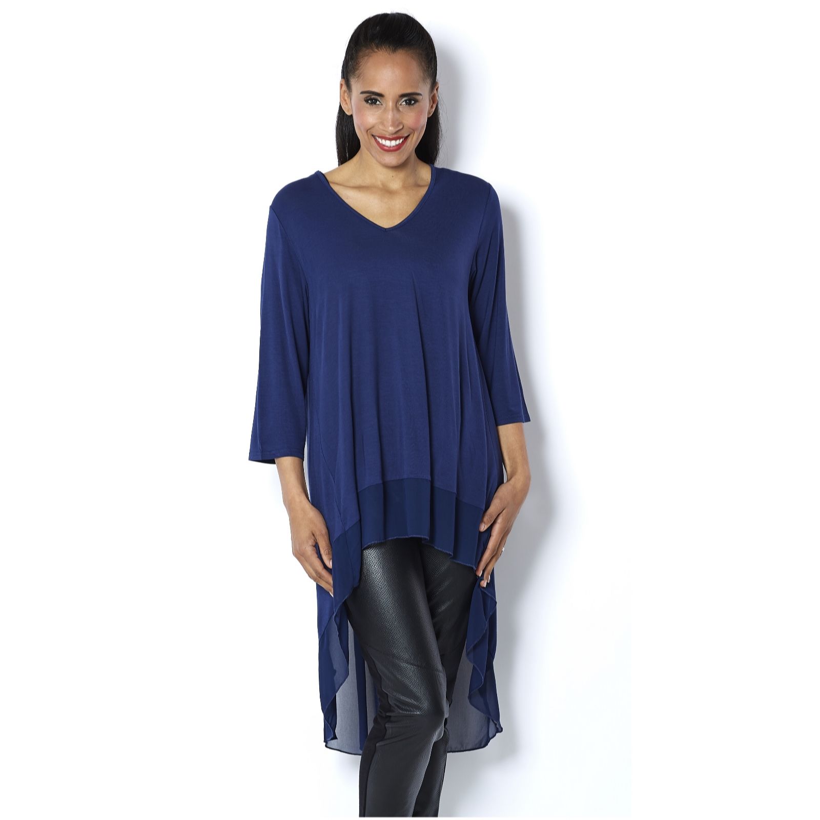 Hi Lo Hem Tunic with Chiffon Detail by Michele Hope Page 1 QVC UK