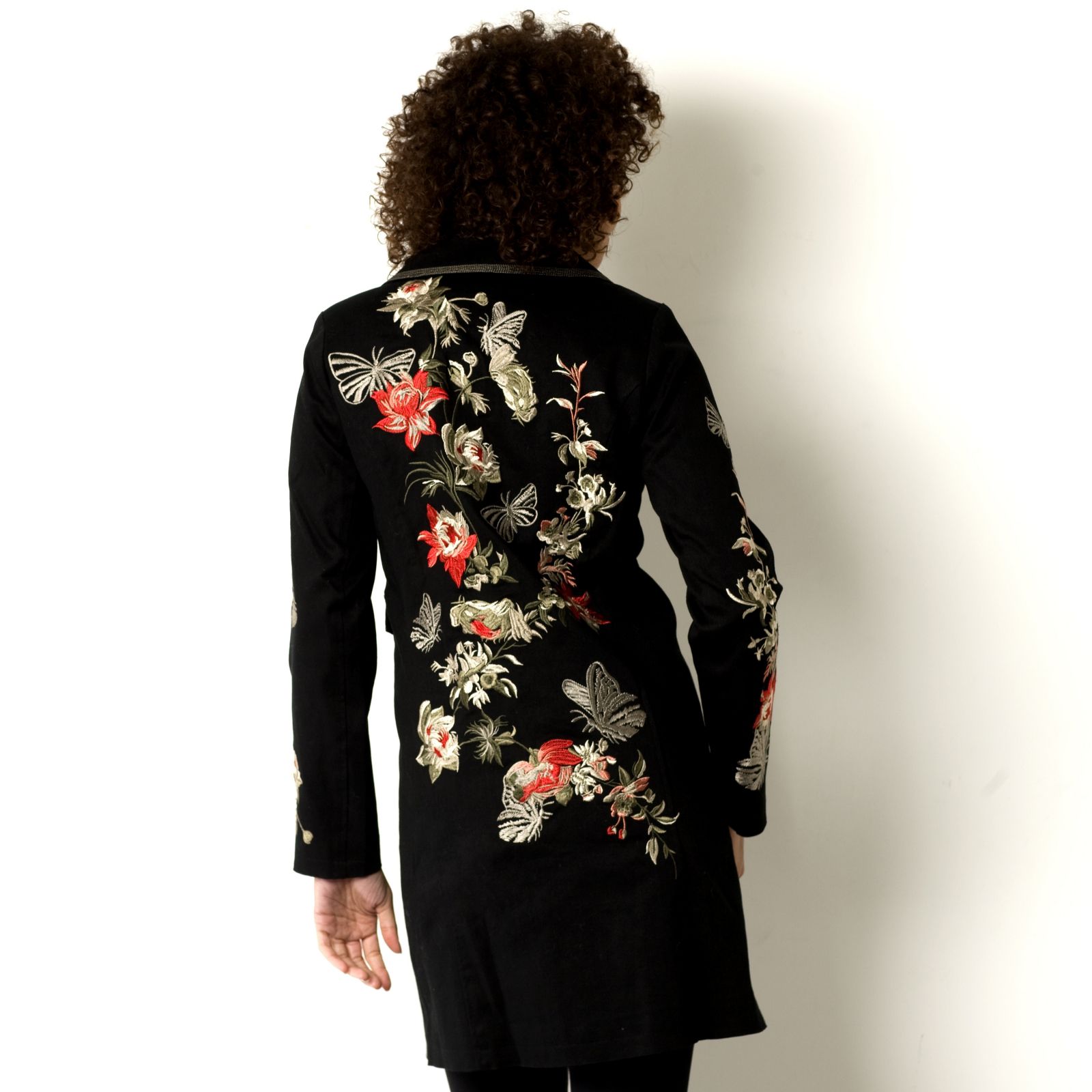Floral Embroidered Duster Coat by Indigo Moon QVC UK