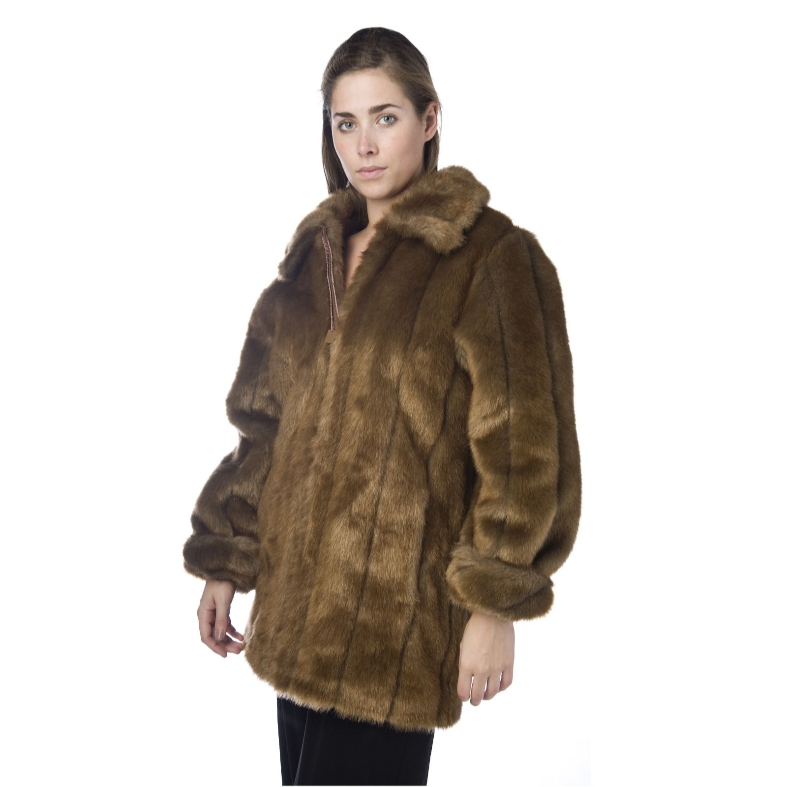 Dennis Basso Zip Front Faux Fur Mink Coat Page 1 QVC UK