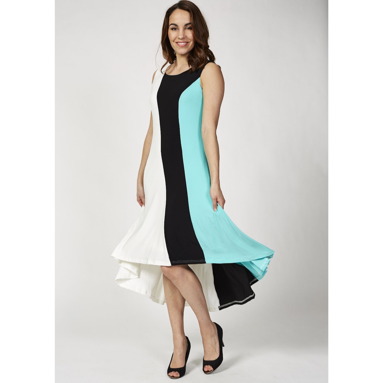 Outlet Sleeveless Hi Low Hem Maxi Dress by Nina Leonard QVC UK