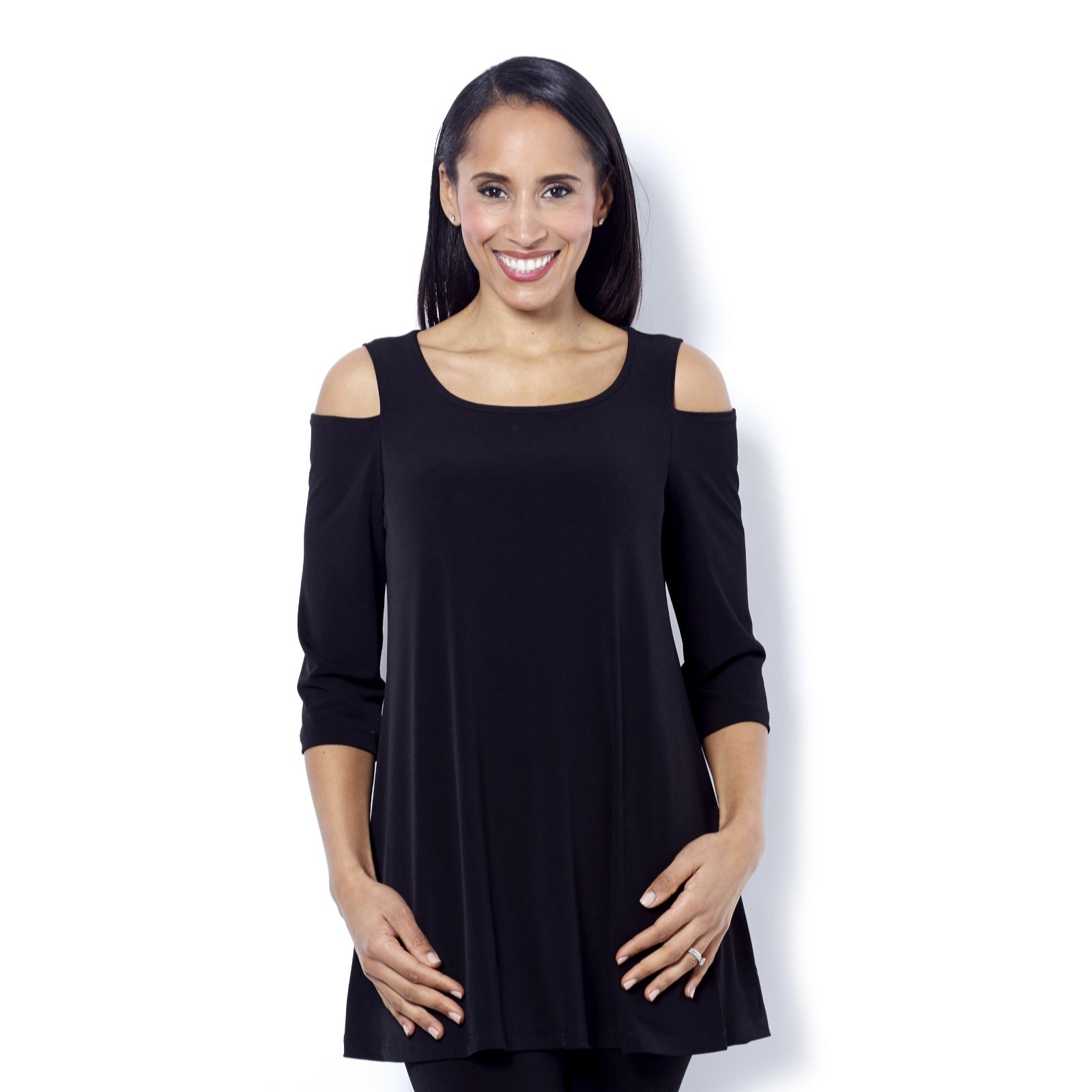 Kim & Co Brazil Knit Cold Shoulder Swing Tunic QVC UK