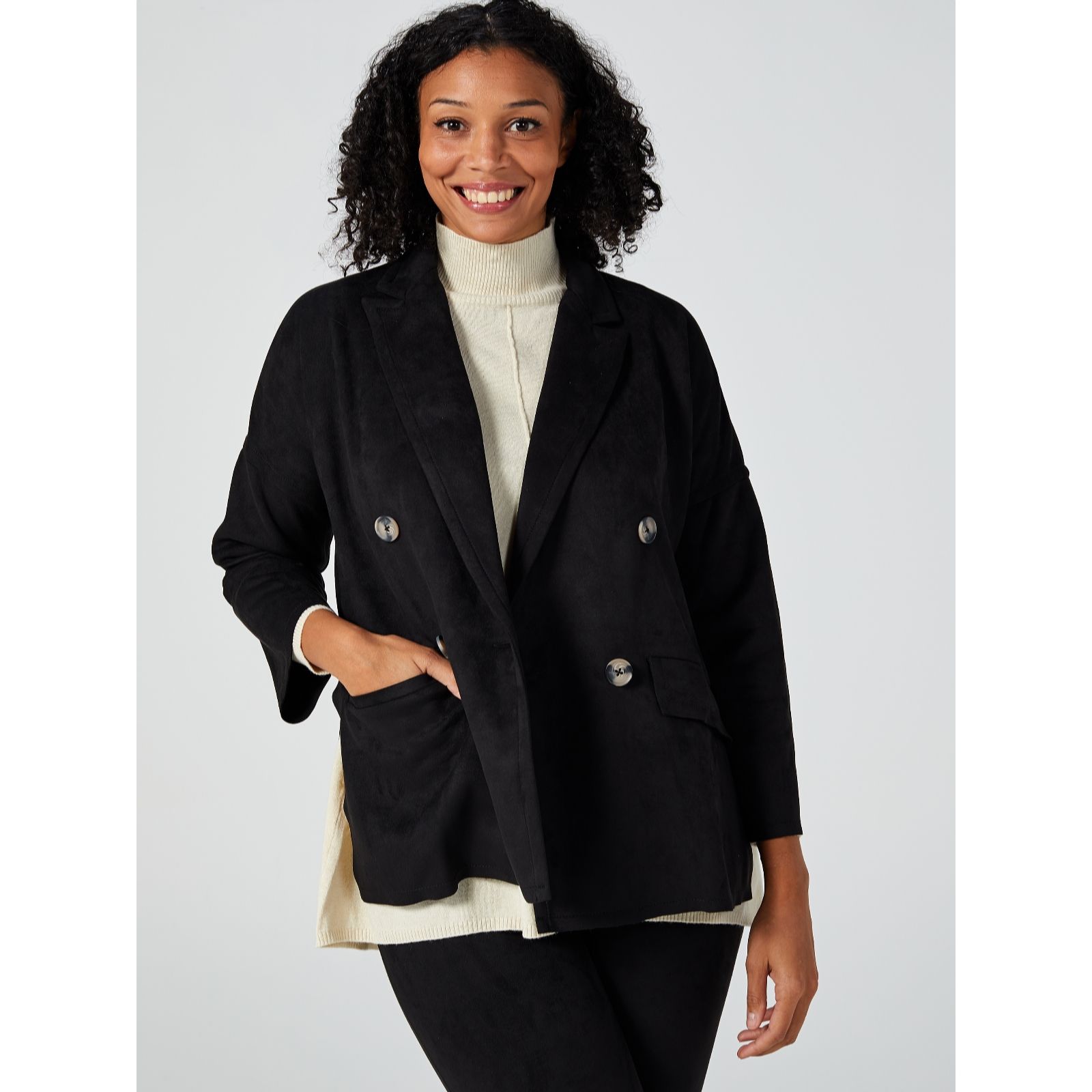 Outlet MarlaWynne Faux Suede Jacket with Side Slits - QVC UK