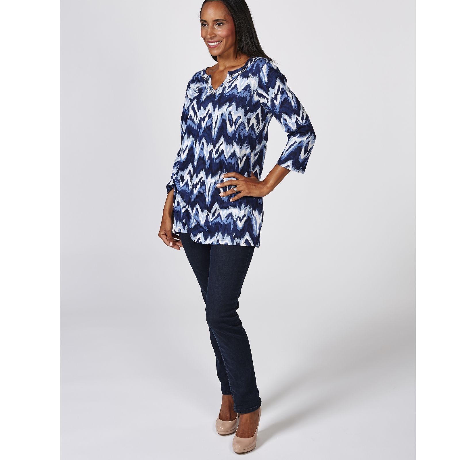 Artscapes Printed Kaftan with Embellished Neckline Page 1 QVC UK
