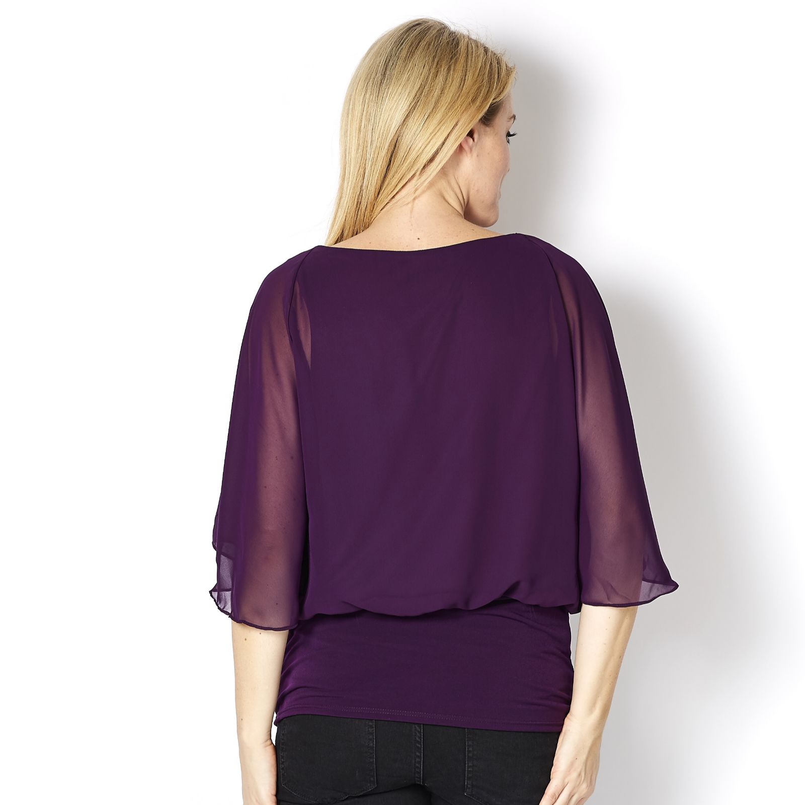 Coco Bianco Blouson Chiffon Overlay Top - QVC UK