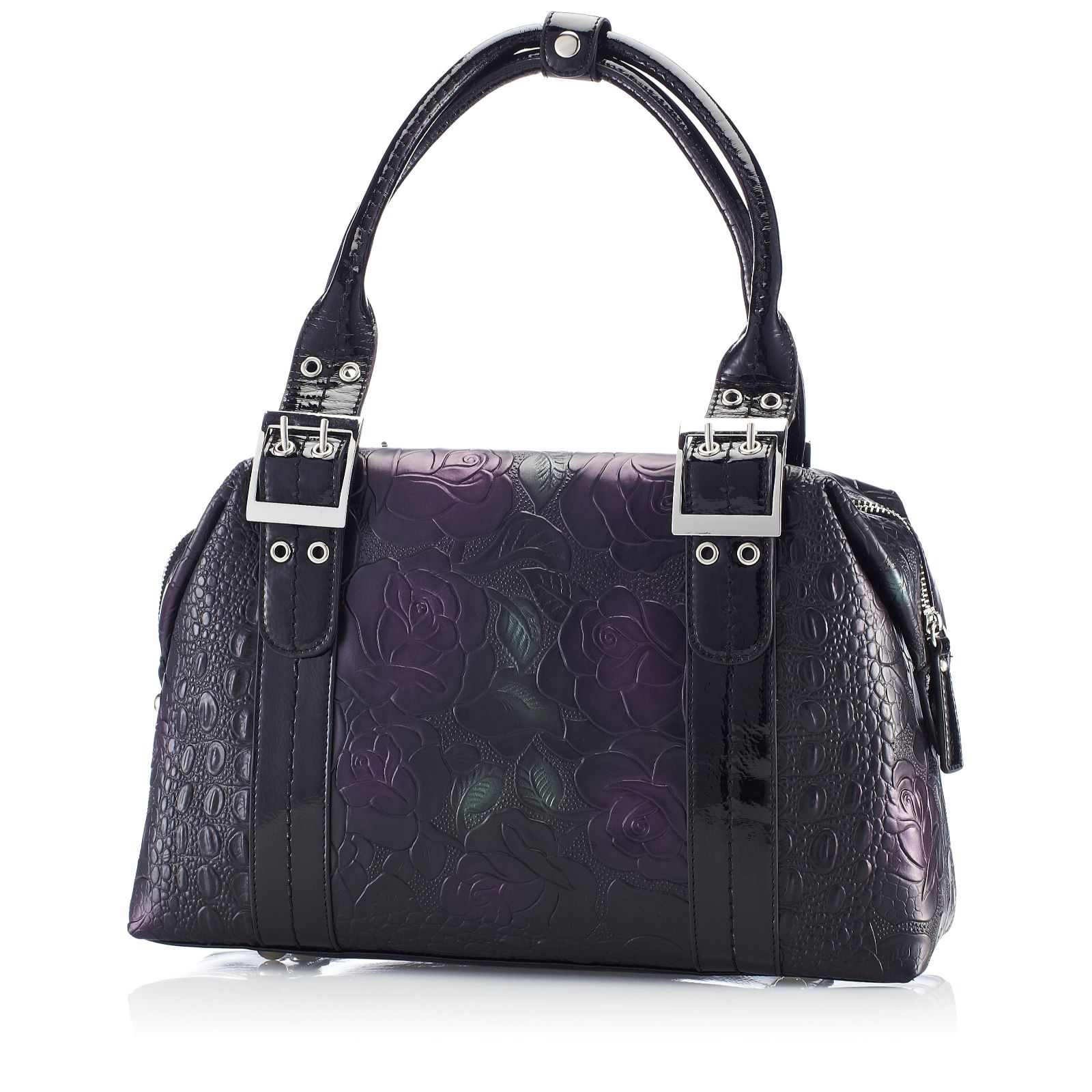 Croco Embossed Leather Shoulder Bag by Sharif - QVC UK