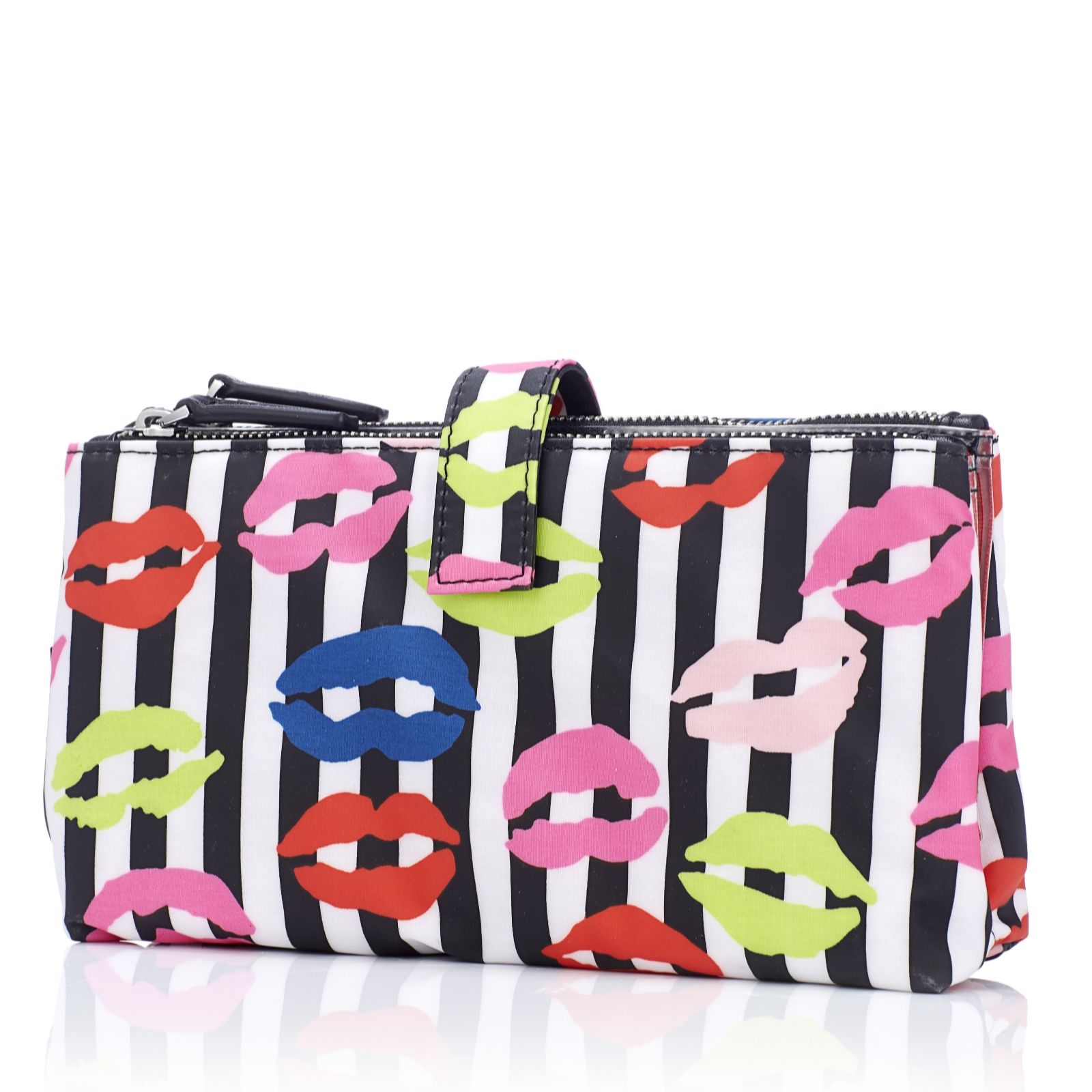 Lulu Guinness Stripe Lip Double Make Up Bag QVC UK