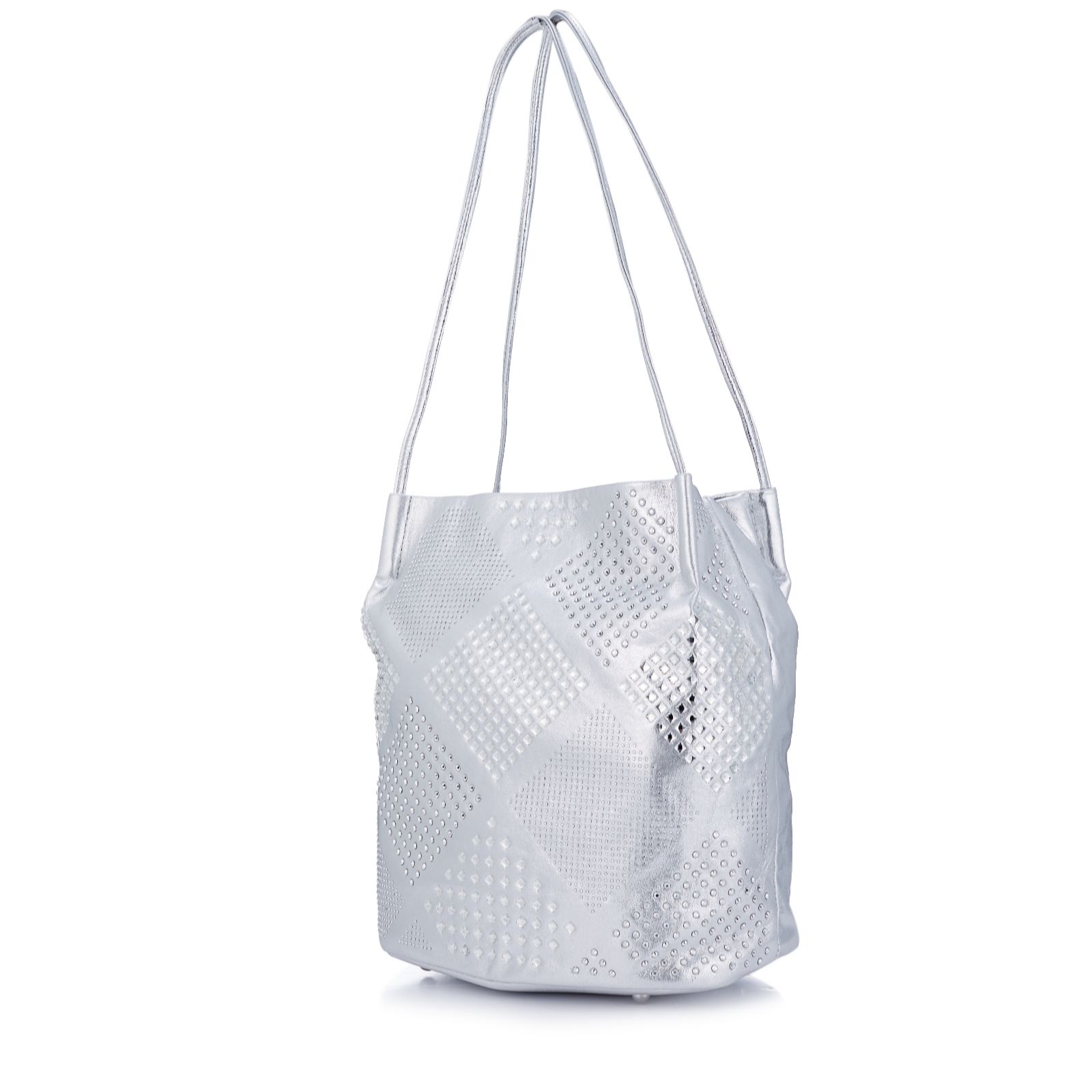 metallic bucket bag