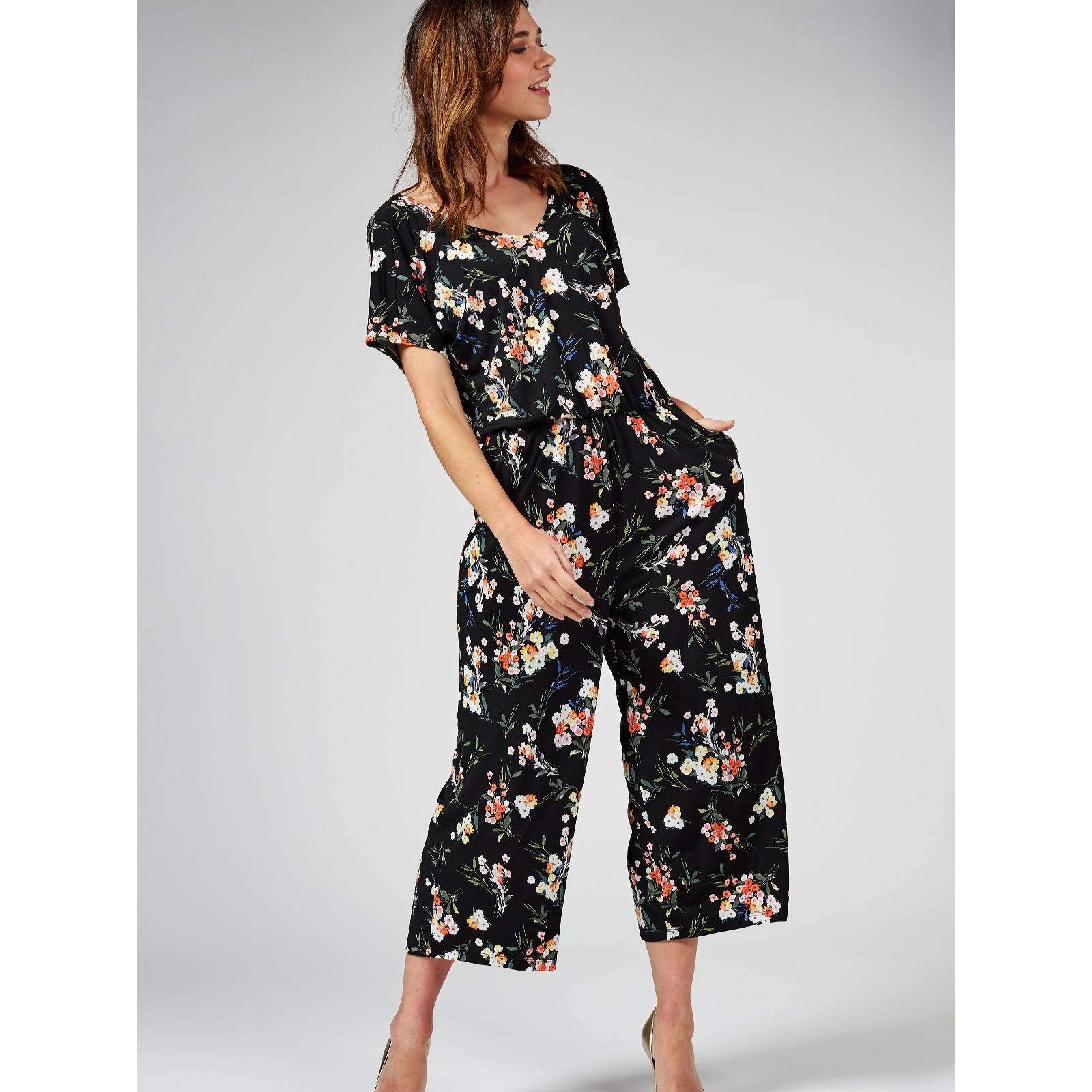 sapphire black floral jumpsuit