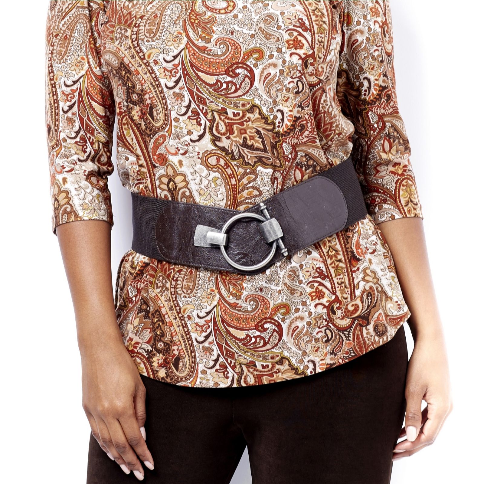 Kim & Co Elasticated Pleather Wide Belt Page 1 QVC UK