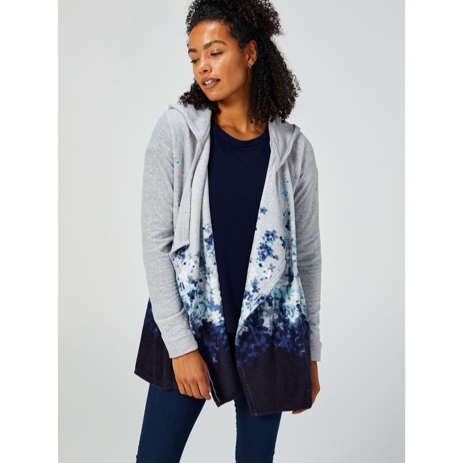 cuddl duds hooded wrap cardigan