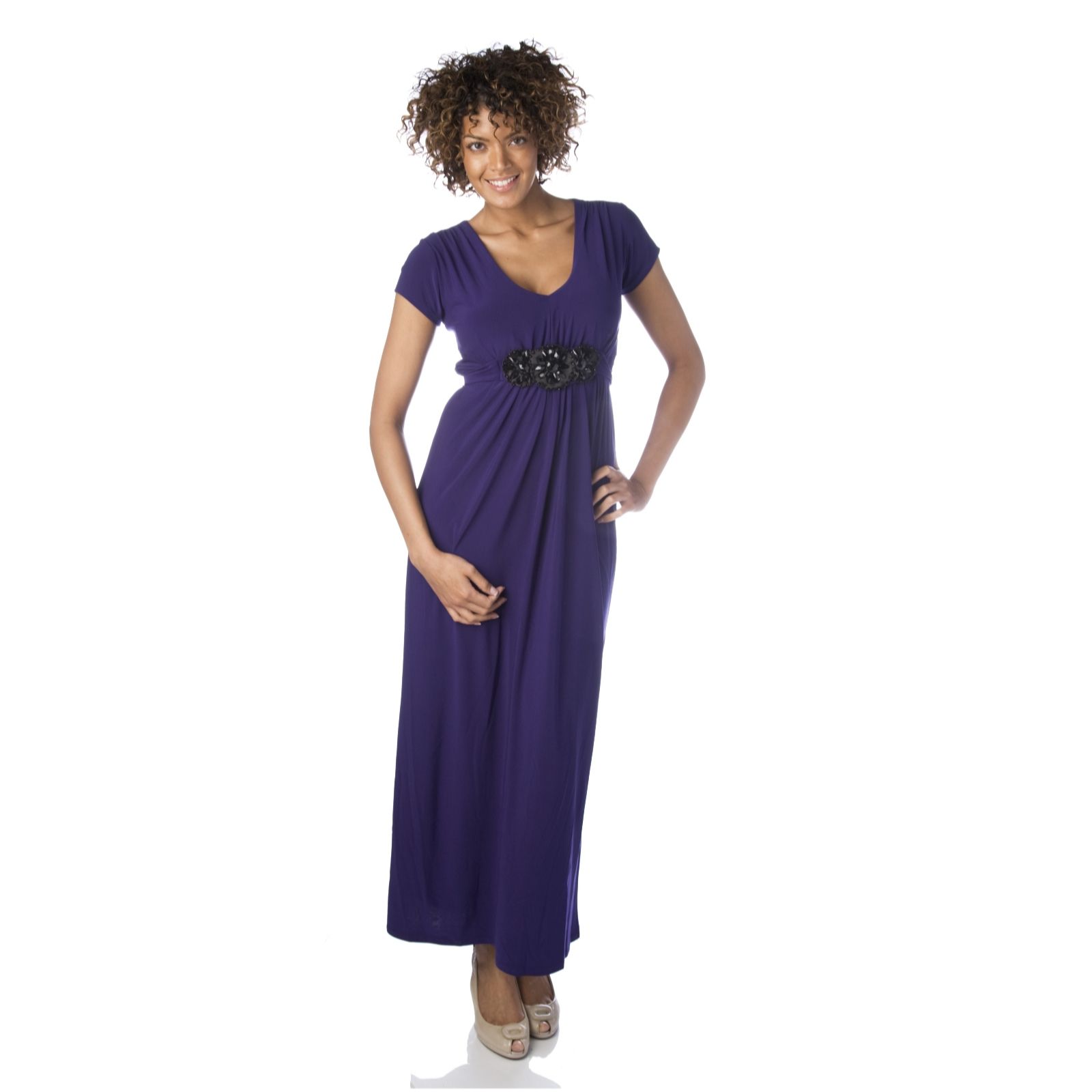 "As Is" Tiana B Maxi Dress With Embellished Belt - QVC UK