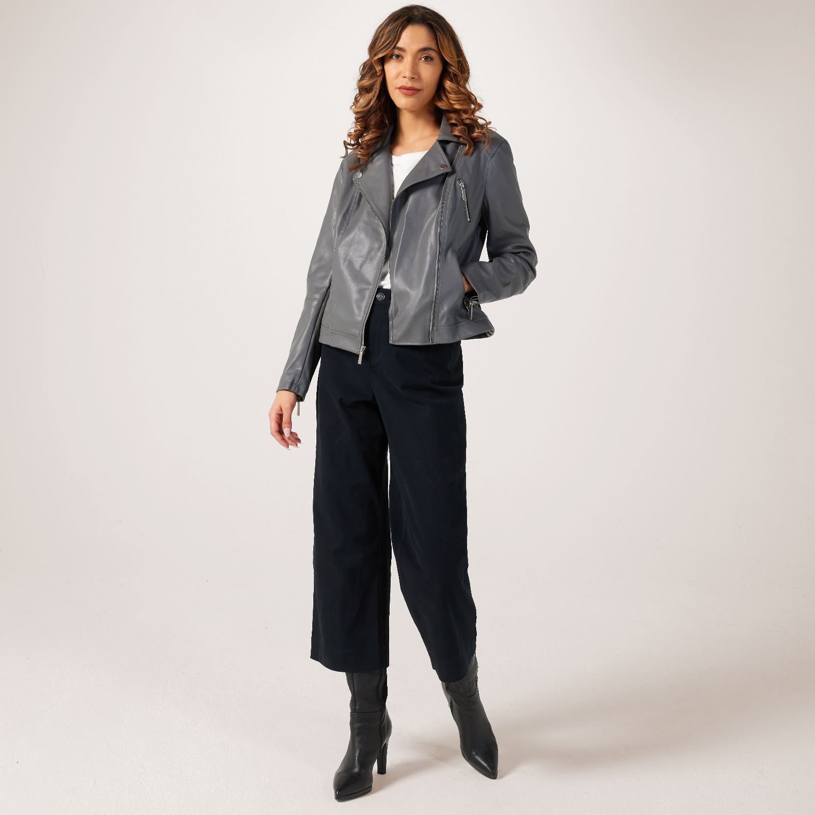 Ruth Langsford Faux Leather Biker Jacket QVC UK