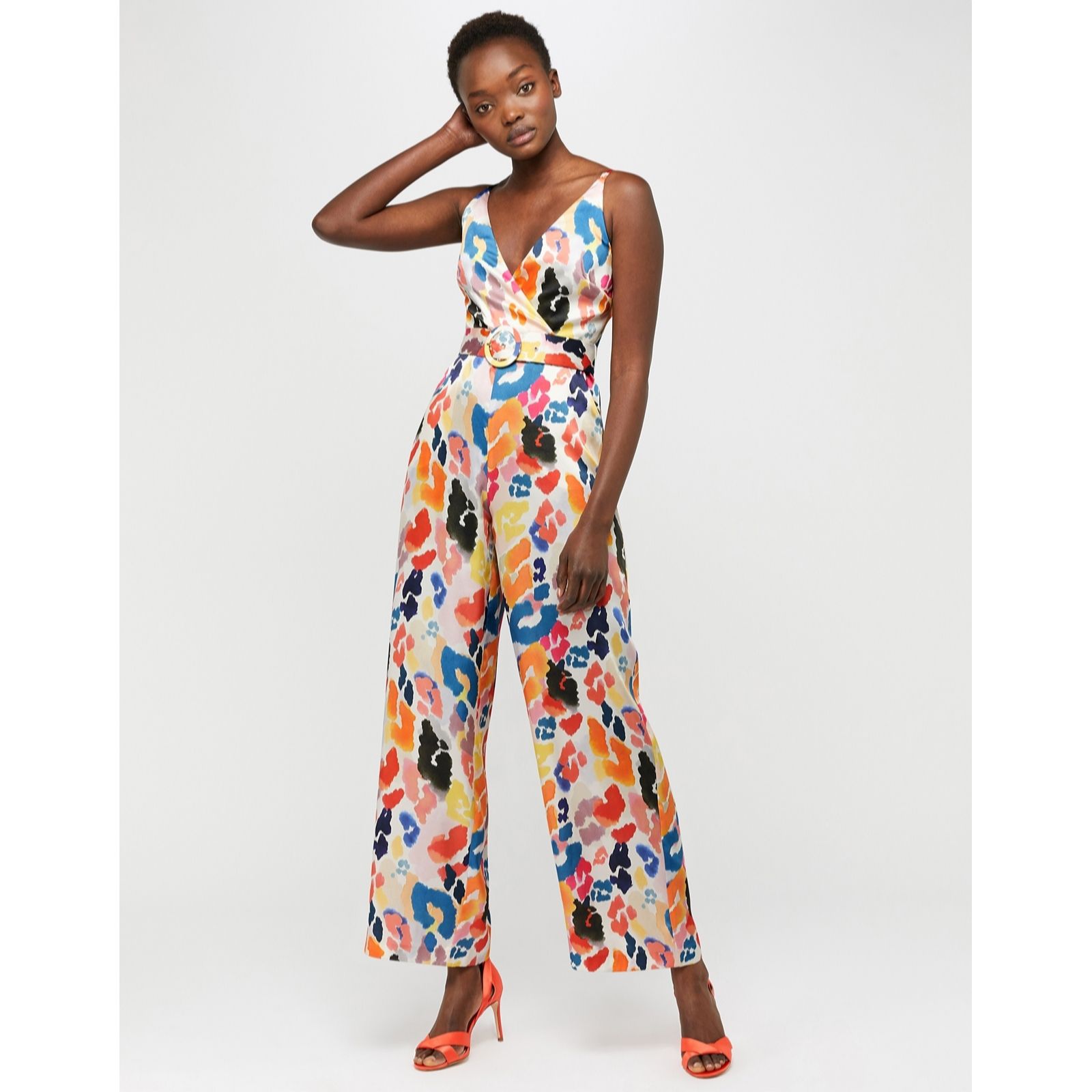 orange leopard print jumpsuit