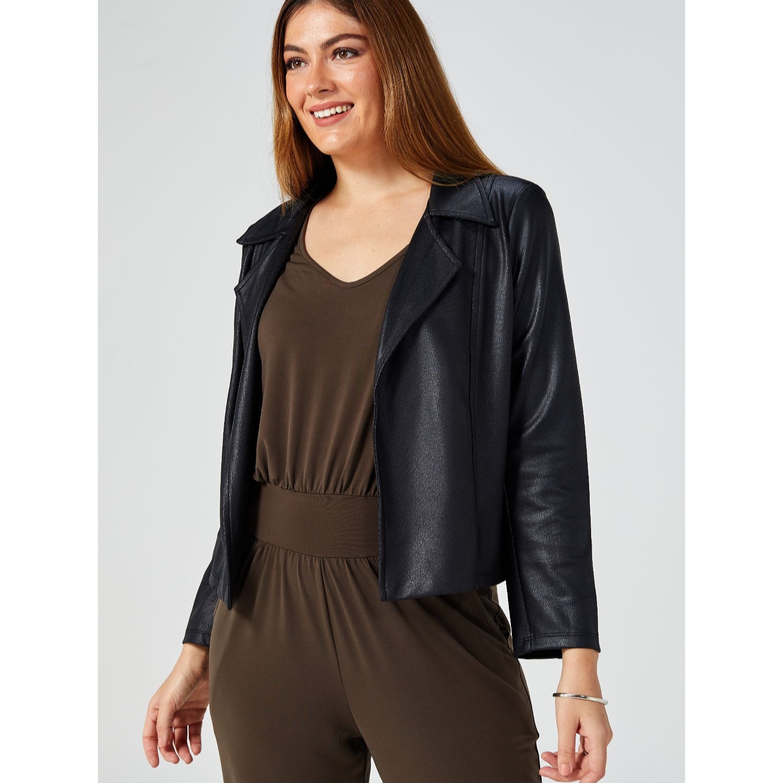 Kim Co Croco Pleather Jacket Qvc Uk