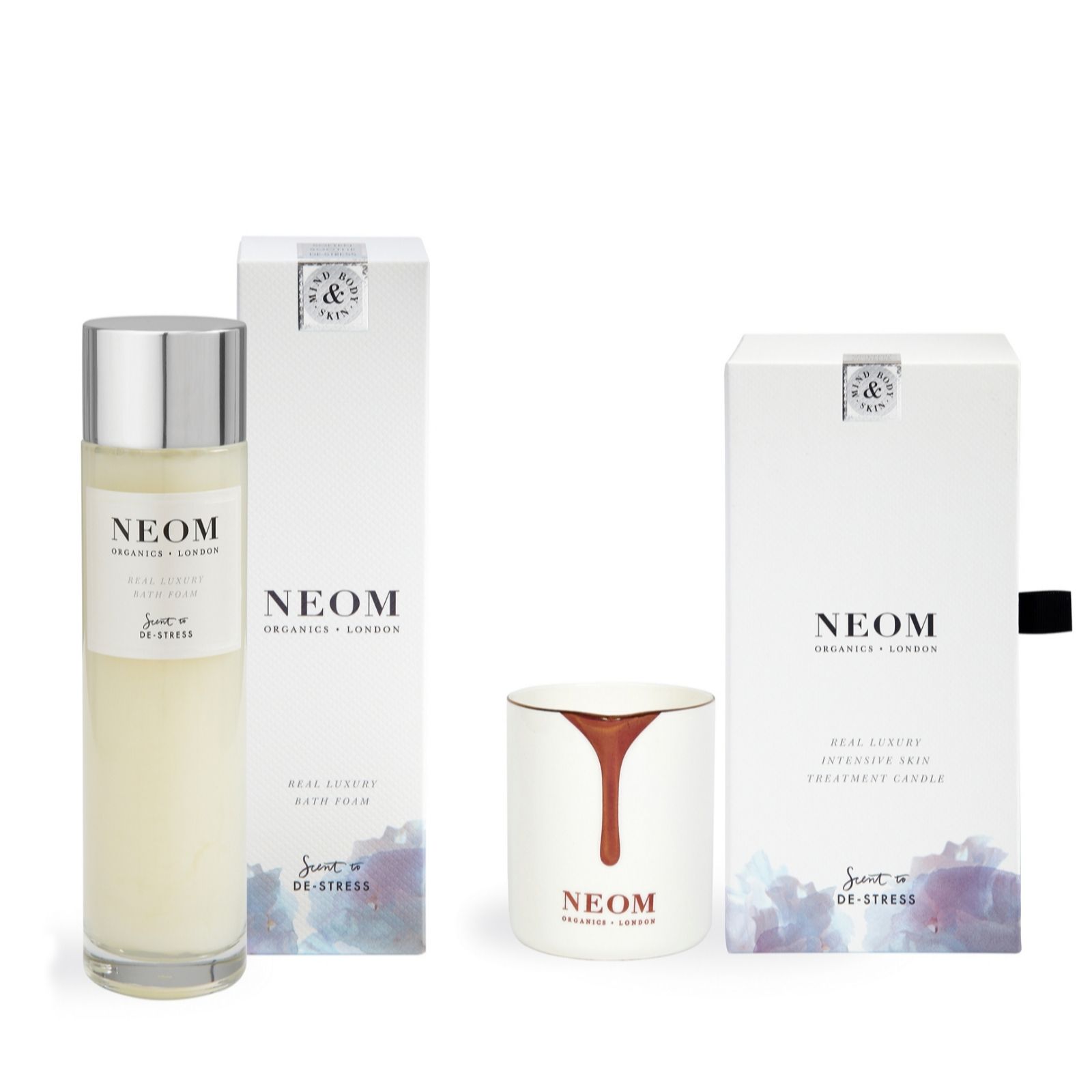 Neom Real Luxury Intensive Skin Treatment Candle & Bath Foam 200ml QVC UK
