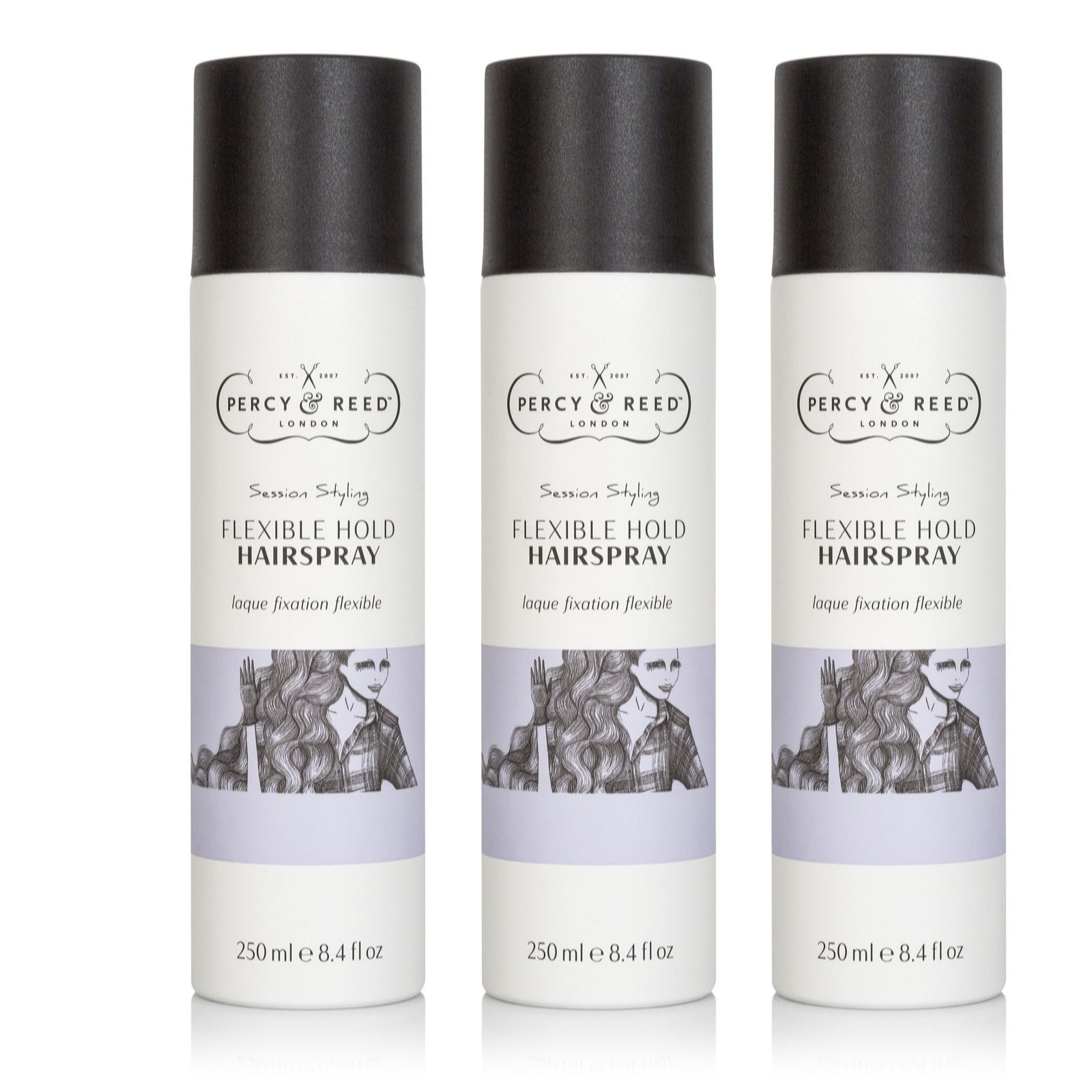 Percy & Reed Reassuringly Firm Session Hold Hairspray Trio 250ml QVC UK