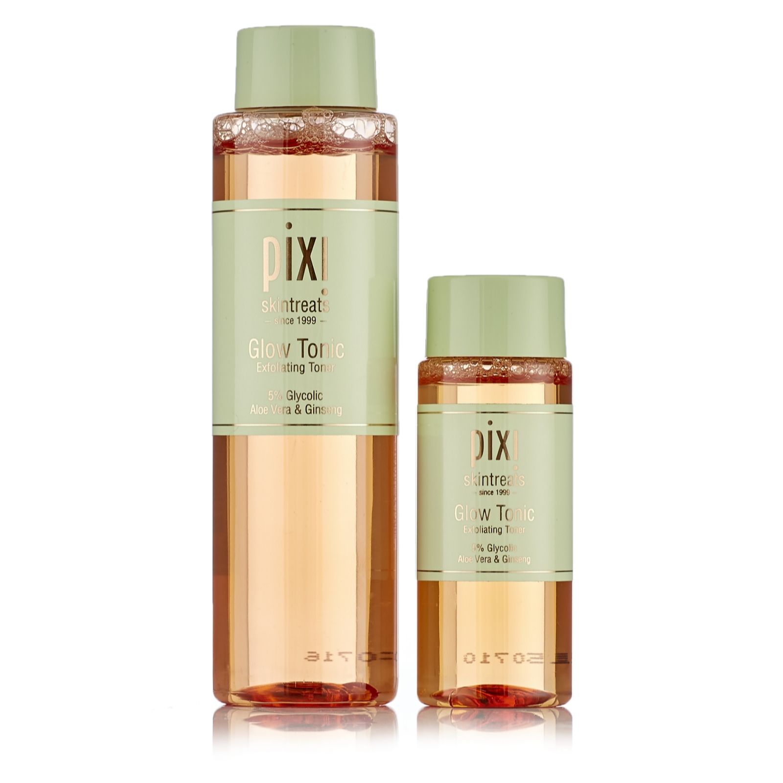 Pixi Glow Tonic Exfoliating Toner Home & Away 250ml & 100ml Page 1 QVC UK