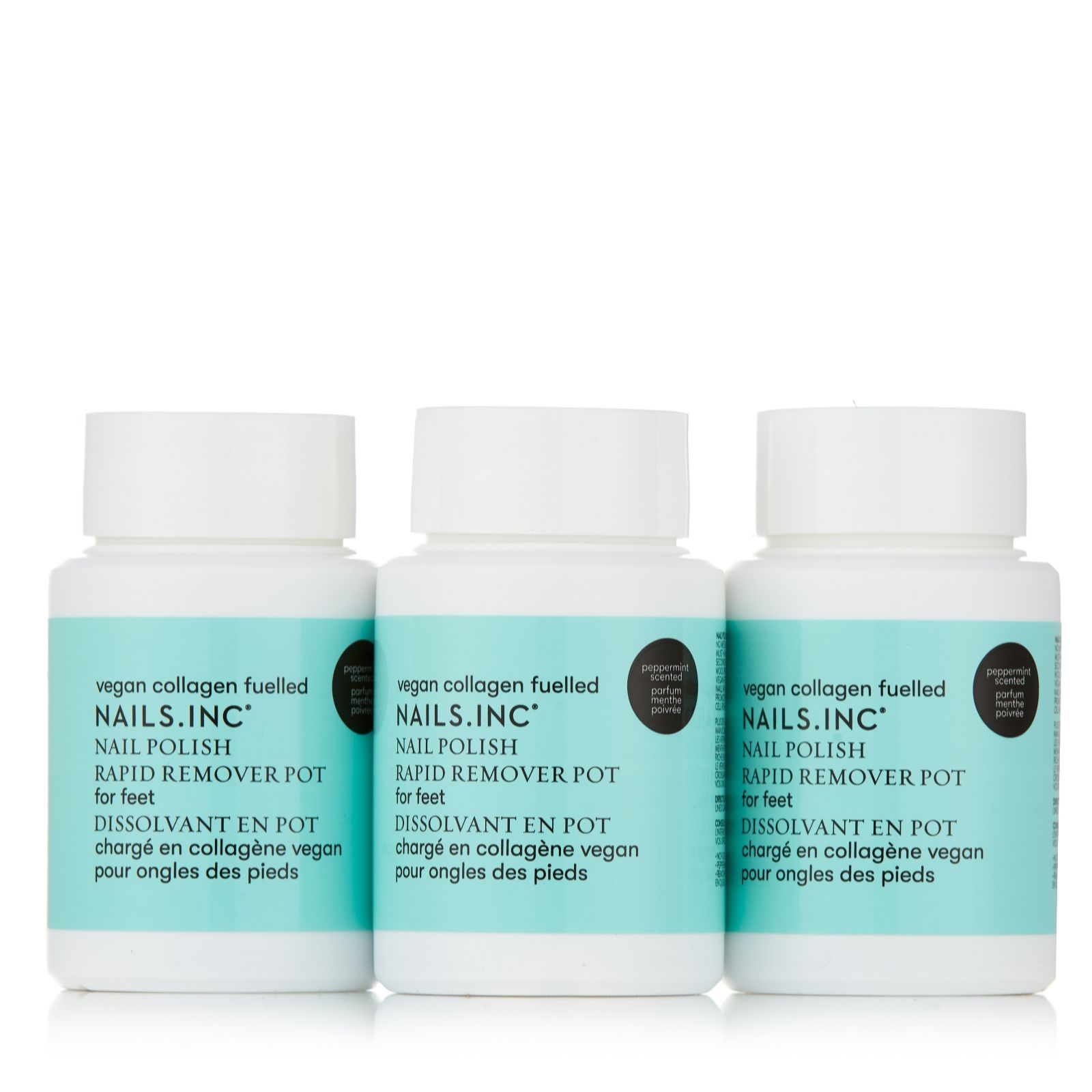 Nails Inc Peppermint Nail Polish Remover Pot Hand & Foot Trio QVC UK