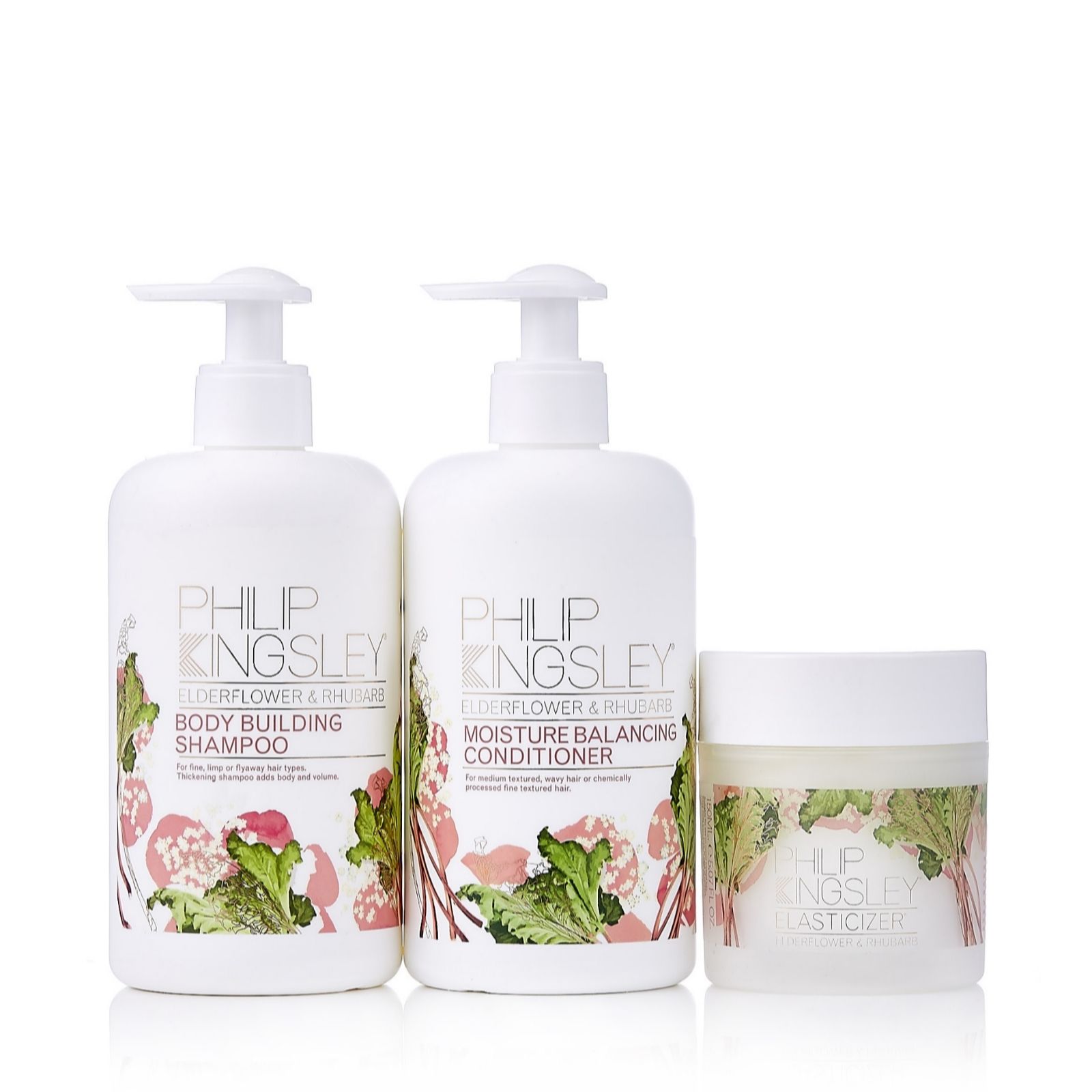Philip Kingsley Elderflower & Rhubarb 3 Piece Hair Collection QVC UK