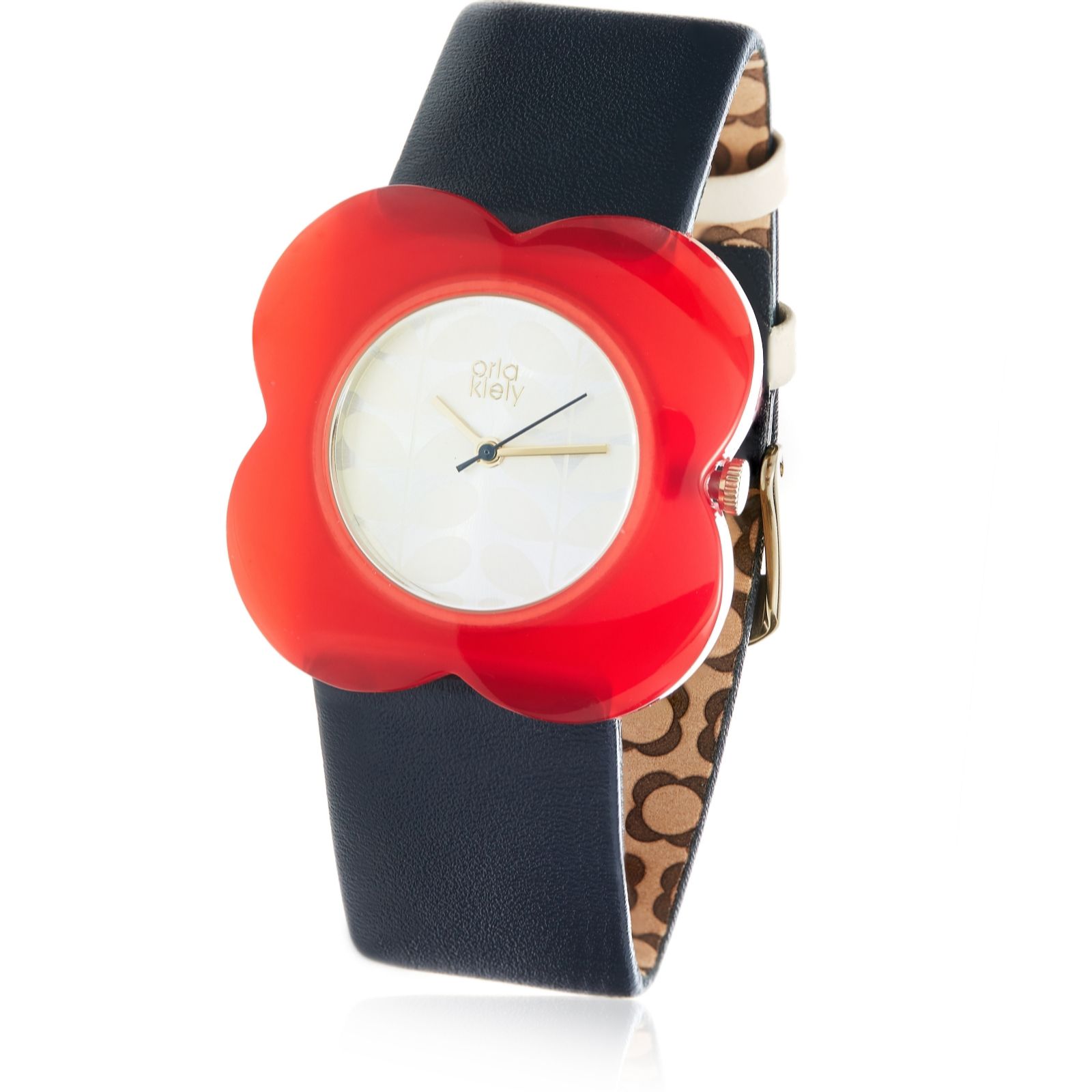 Orla Kiely Ladies Watch Large Poppy Leather Strap Watch Page 1 QVC UK