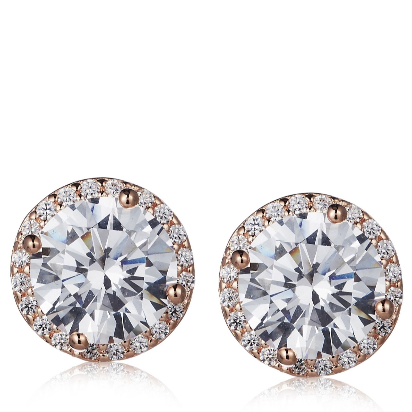 Outlet Diamonique 4.3ct tw Halo Stud Earrings Sterling Silver - QVC UK