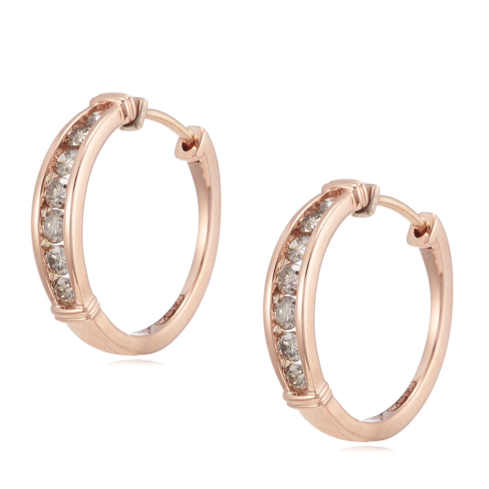 0.75ct Champagne Diamond Hoop Earrings 9ct Gold - QVC UK