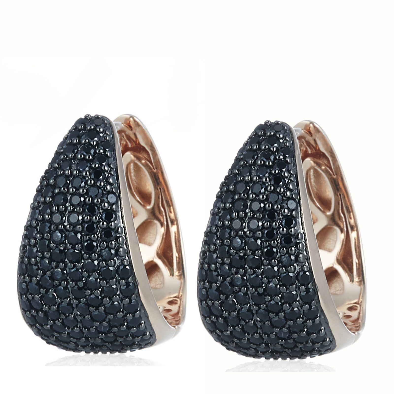 Outlet Bronzo Italia Black Spinel Huggie Hoop Earrings QVC UK