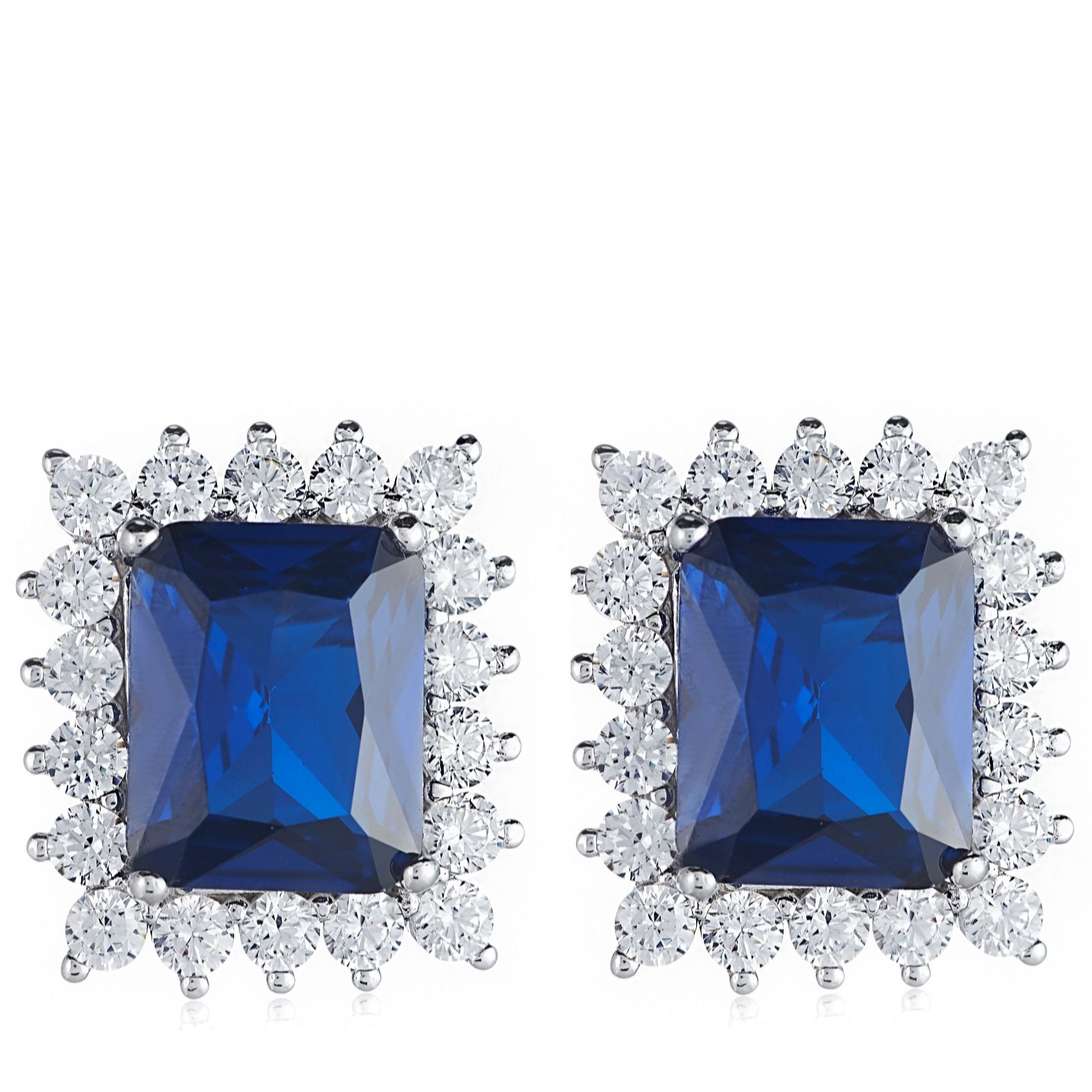 Diamonique 9 44ct Tw Cushion Cut Halo Stud Earrings Sterling Silver