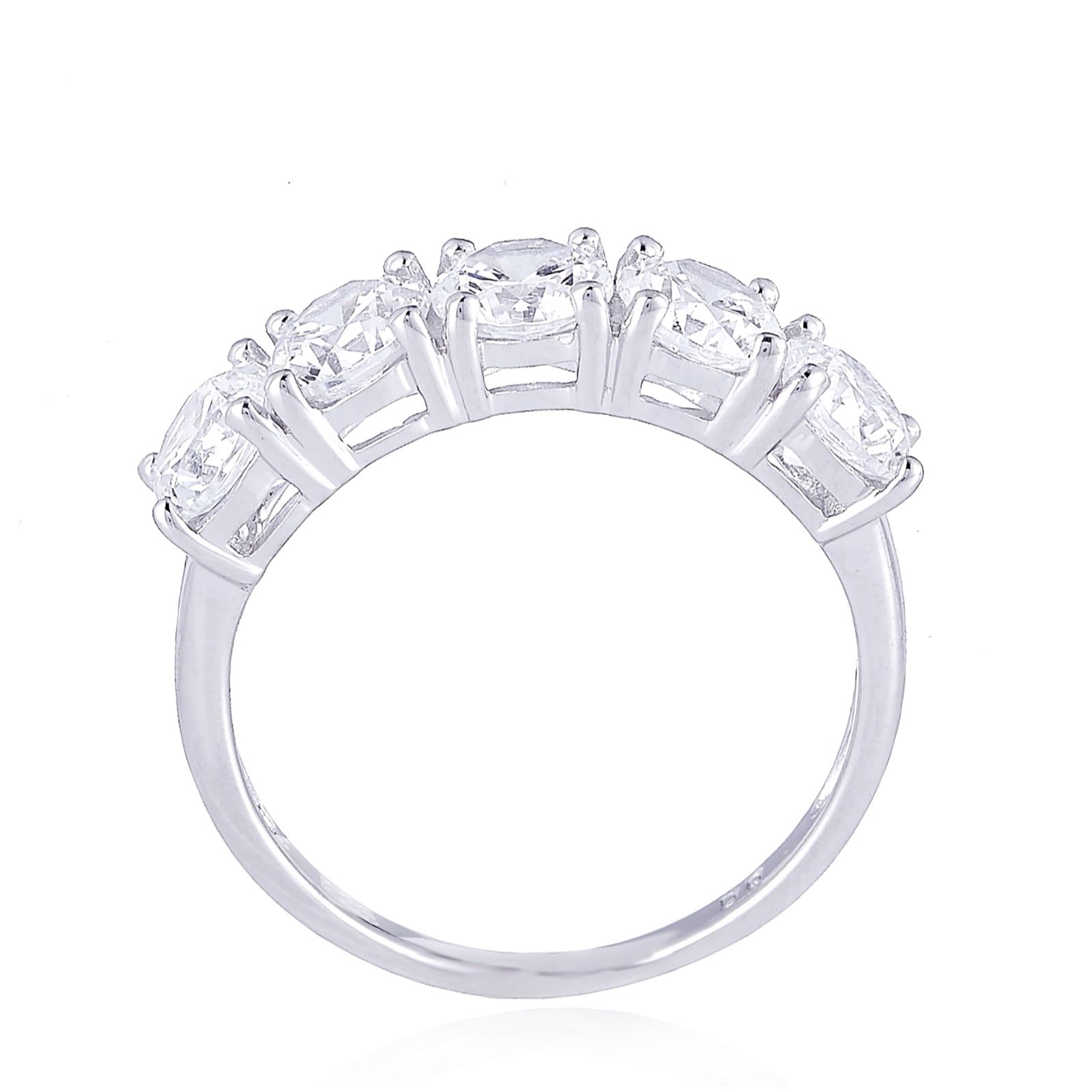 Outlet Diamonique 2.5ct tw 5 Stone Eternity Ring Sterling Silver QVC UK
