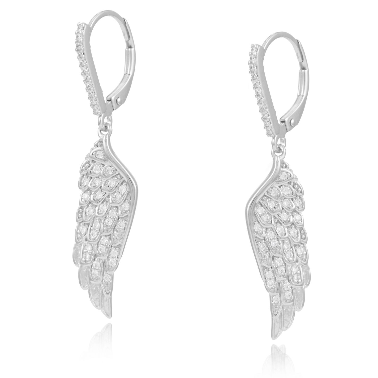 Diamonique 0.4ct tw Angel Wing Earrings Sterling Silver - QVC UK