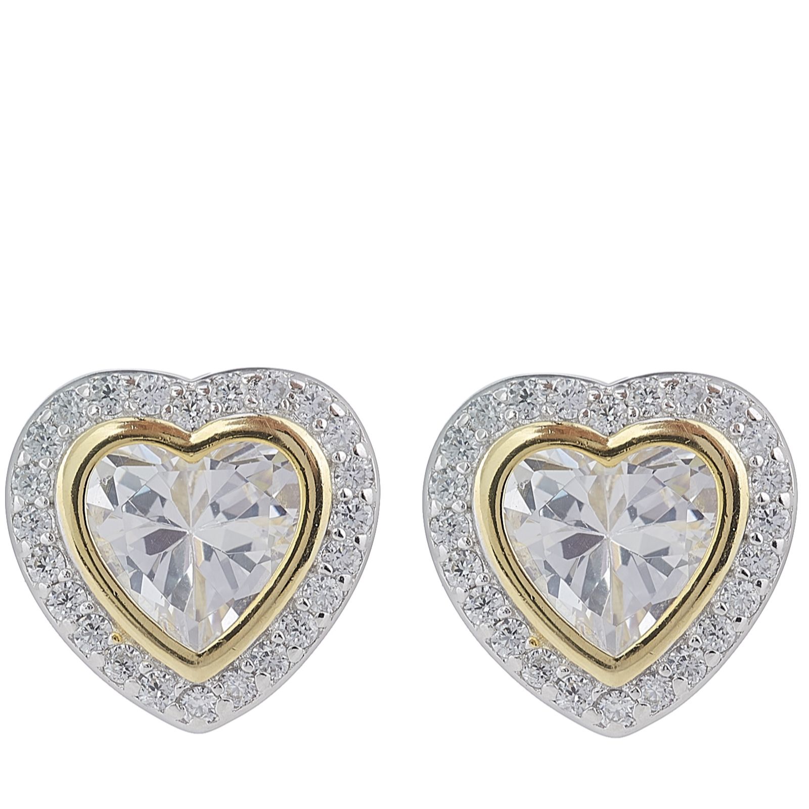 Diamonique 1.7ct tw Heart Stud Earrings Sterling Silver - QVC UK