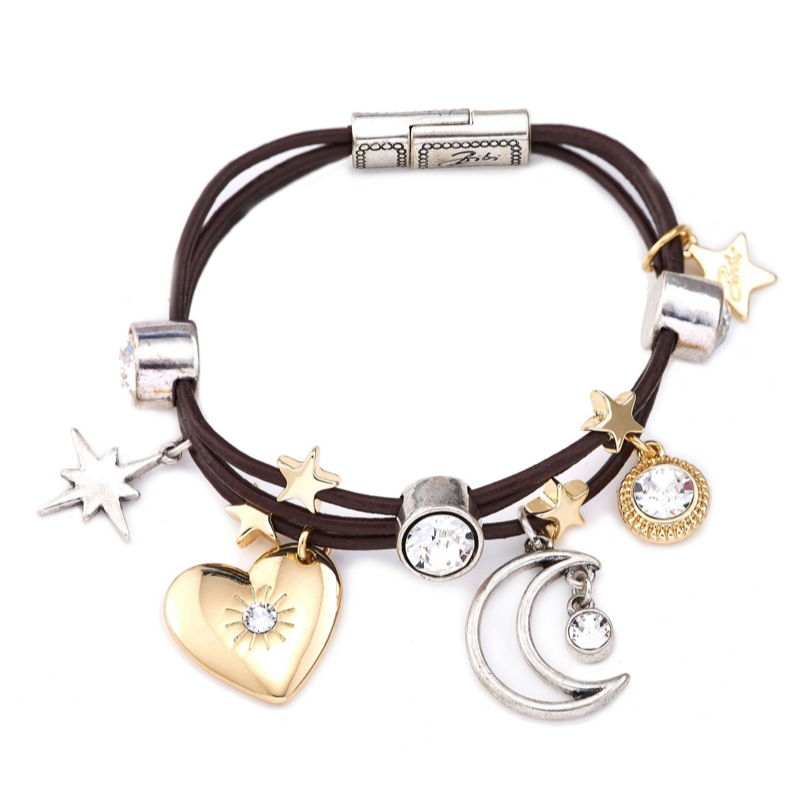 Bibi Bijoux Leather Celestial Charm Bracelet QVC UK