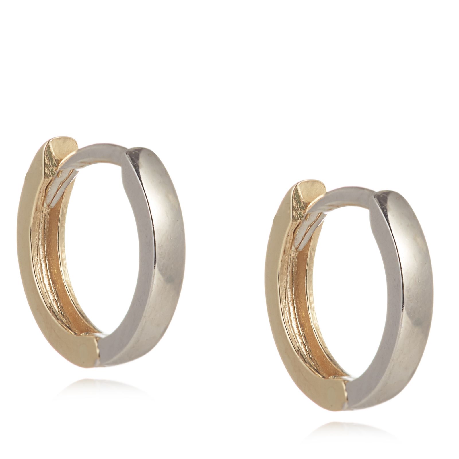 Outlet 9ct Gold Bi Colour Reversible Huggie Earrings QVC UK
