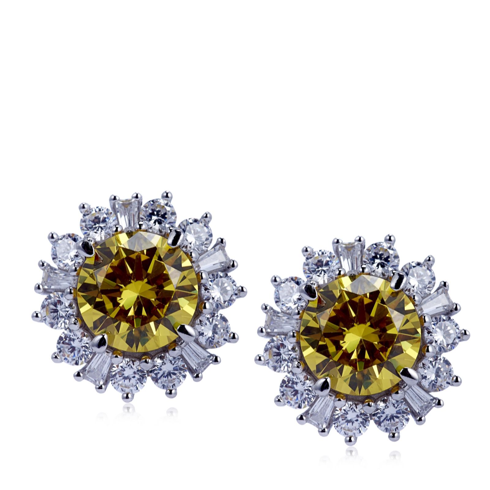 Diamonique 5.1ct tw Flower Cluster Stud Earrings Sterling Silver QVC UK