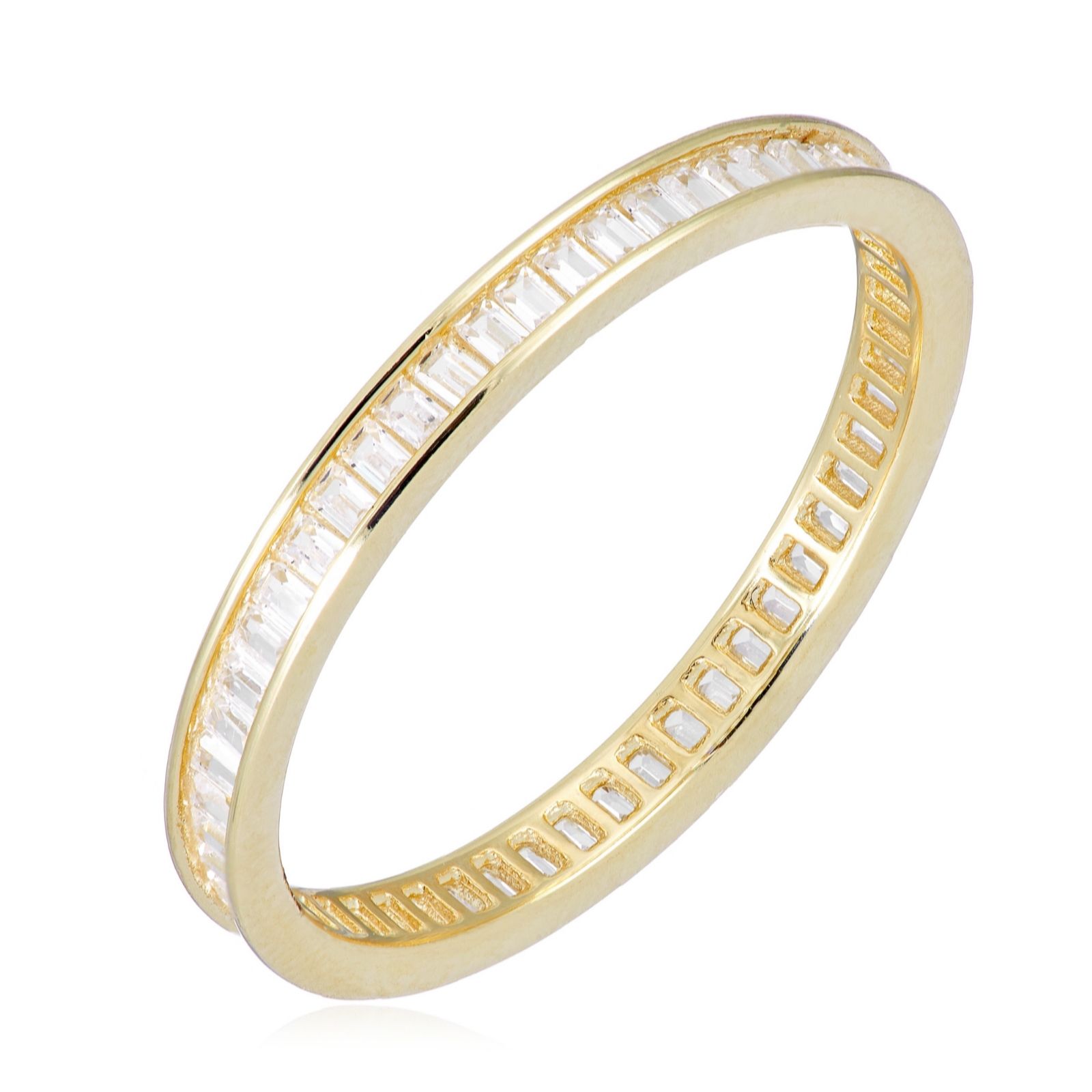 Diamonique 0.27ct tw Baguette Eternity Ring 9ct Gold - QVC UK