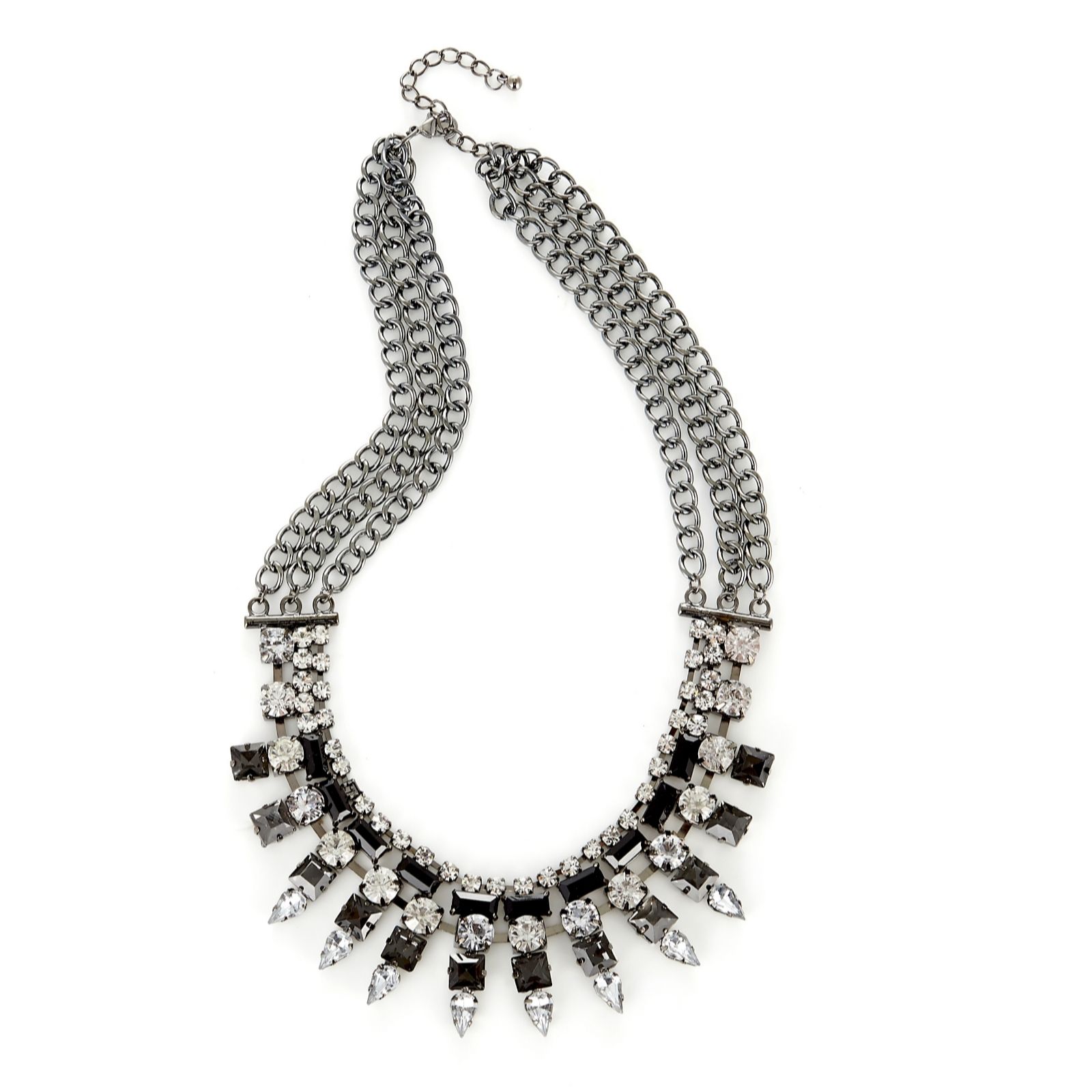 Frank Usher Multi Chain Spike & Crystal 47cm Necklace - 303690 | QVCUK.com