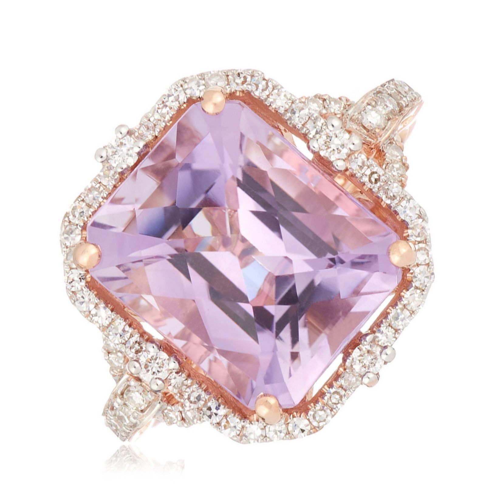 5.00ct Pink Amethyst & 0.34 Diamond Estate Collection Ring 14ct Gold ...