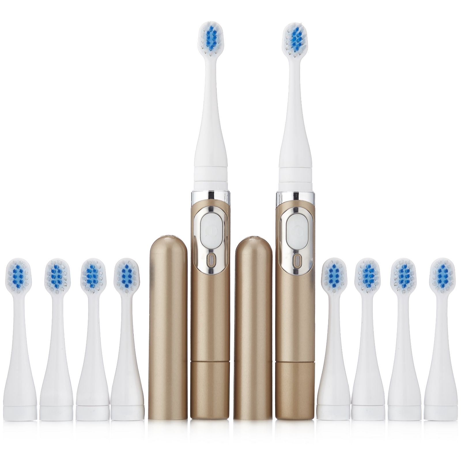 Sonic Chic Deluxe Rechargable Set of 2 Electric Toothbrushes with 10