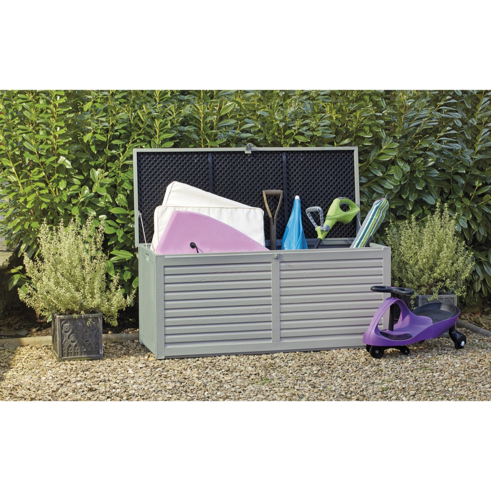 Garden Gear 490 Litre Storage Box w/ Sit On Lid QVC UK