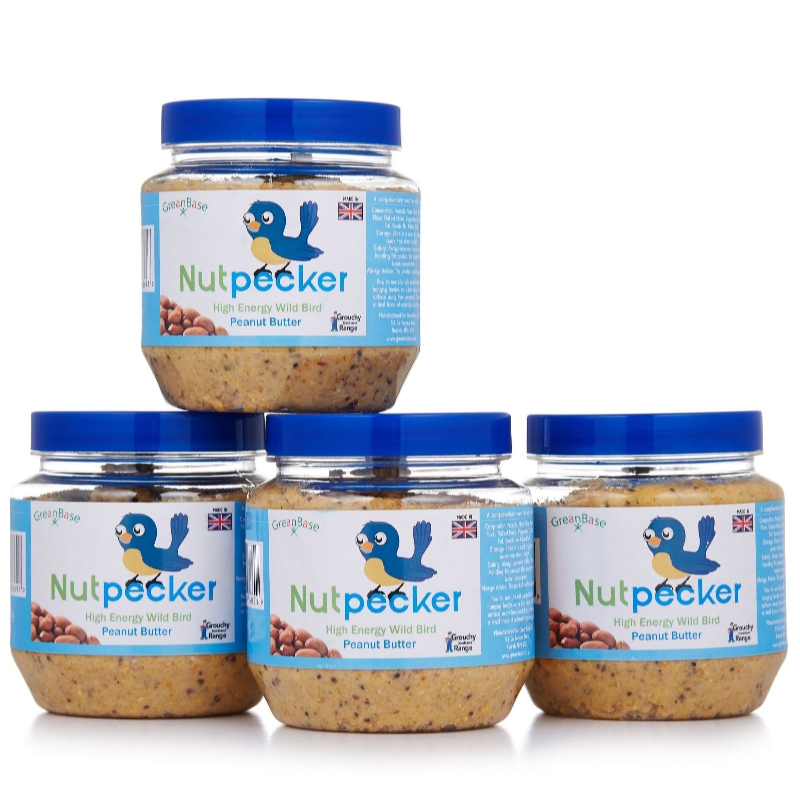 Set Of 2 Nut Pecker Bird Feeders 2 X 330g Peanut Butter Bird