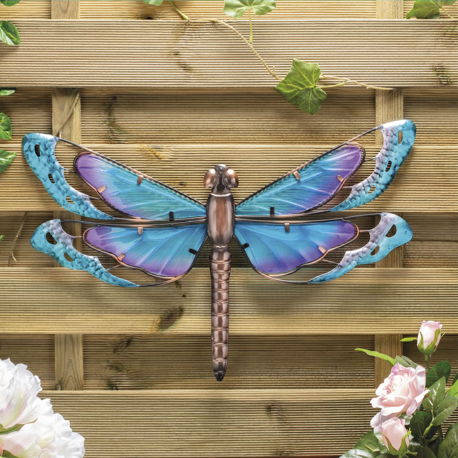 Garden Gear Metal and Glass Dragonfly Wall Art - QVC UK