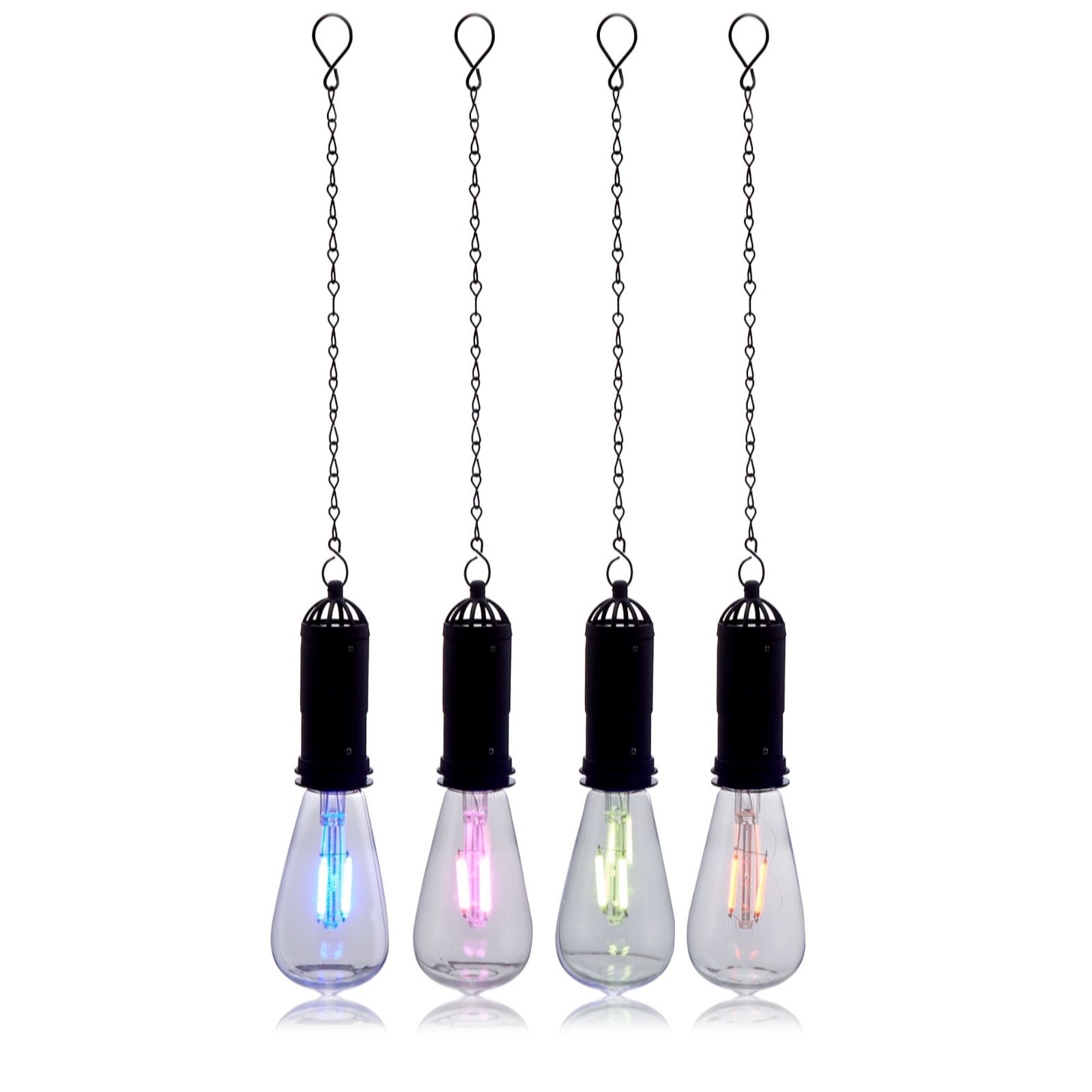 Innovators Set of 4 Solar Hanging Light Bulbs QVC UK