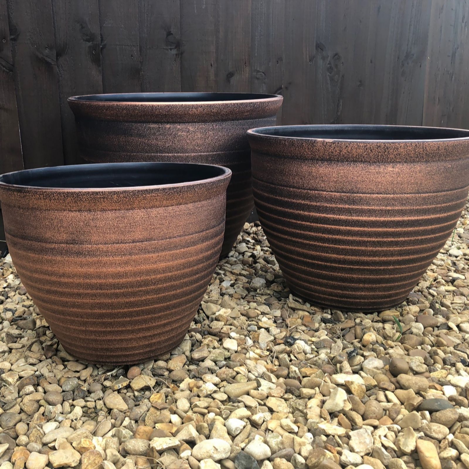 Plants2Gardens 3 Piece Copper Planter Set QVC UK