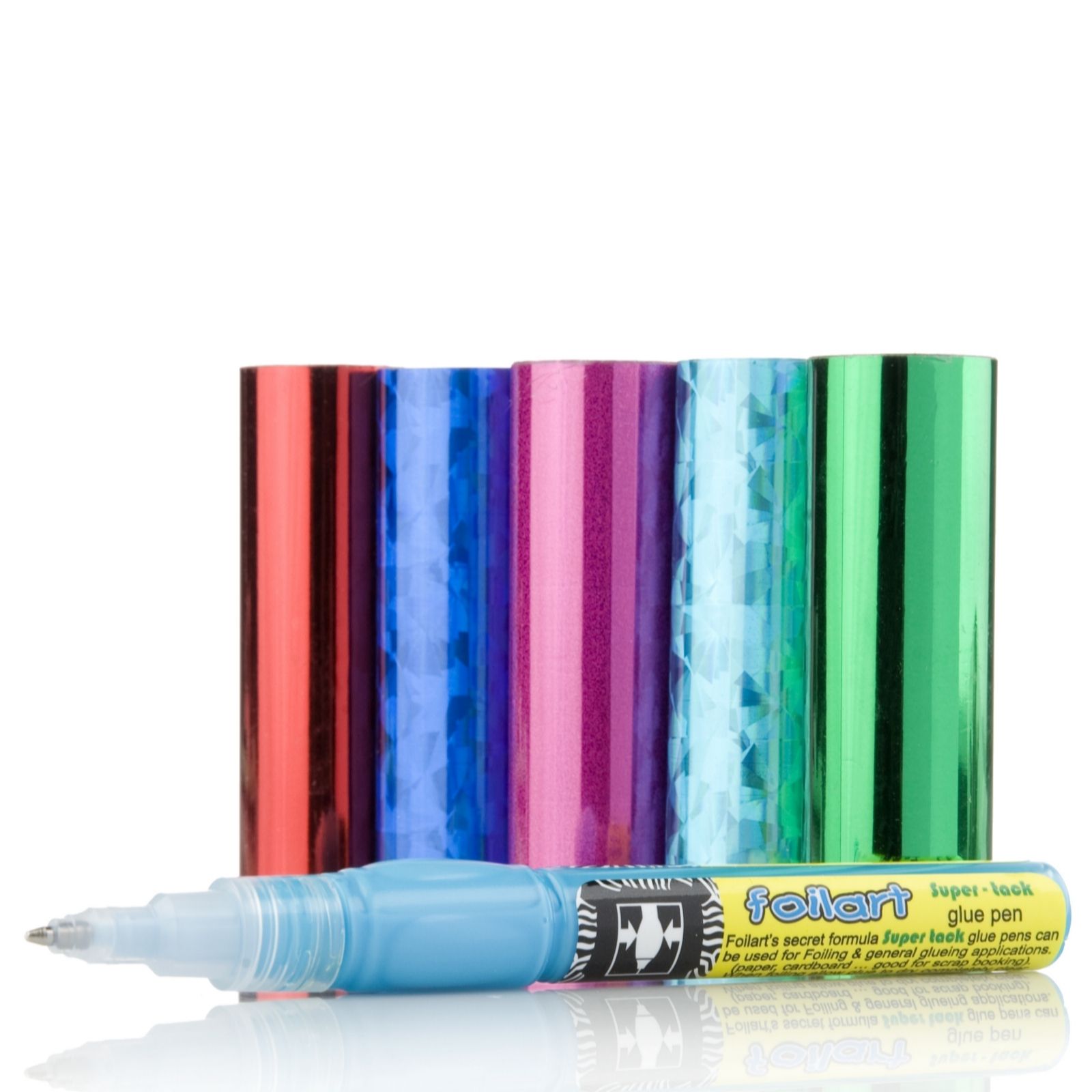 5 Rolls of 1 Metre Foil and Foil Art Glue Pen QVC UK