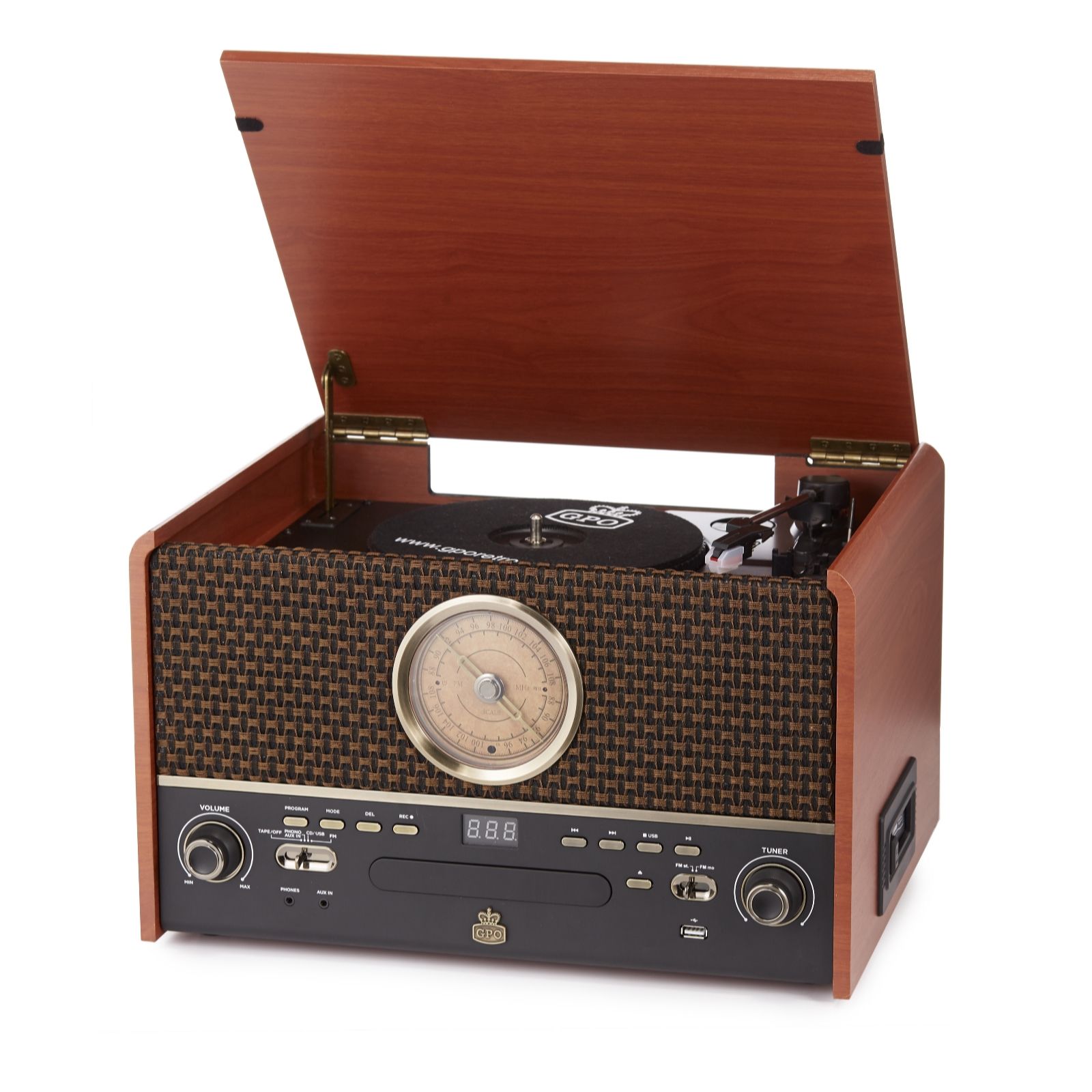 GPO Chesterton Vintage Retro Vinyl Record Player Turntable Radio/CD/USB
